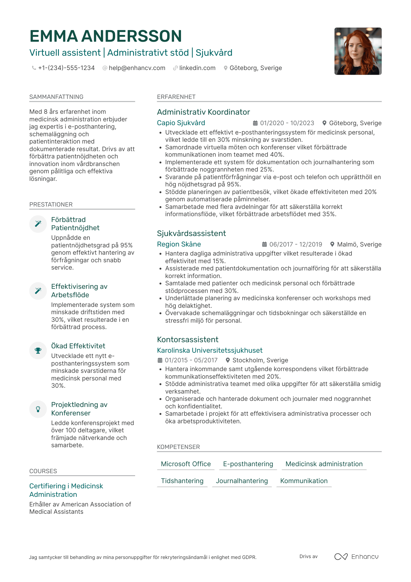 CV för Virtuell Assistent Sjukvård