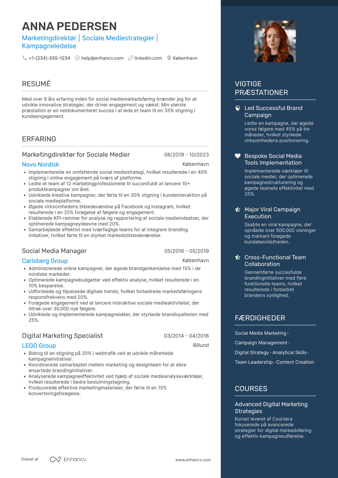 CV til Marketingdirektør for sociale medier