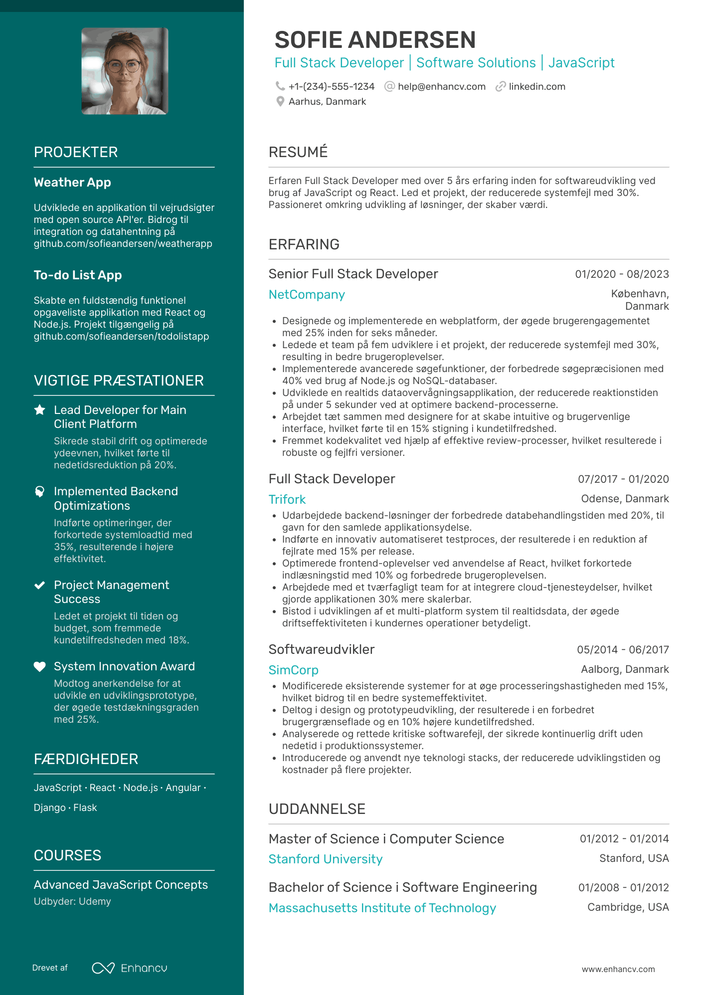 CV til Full Stack Softwareudvikler