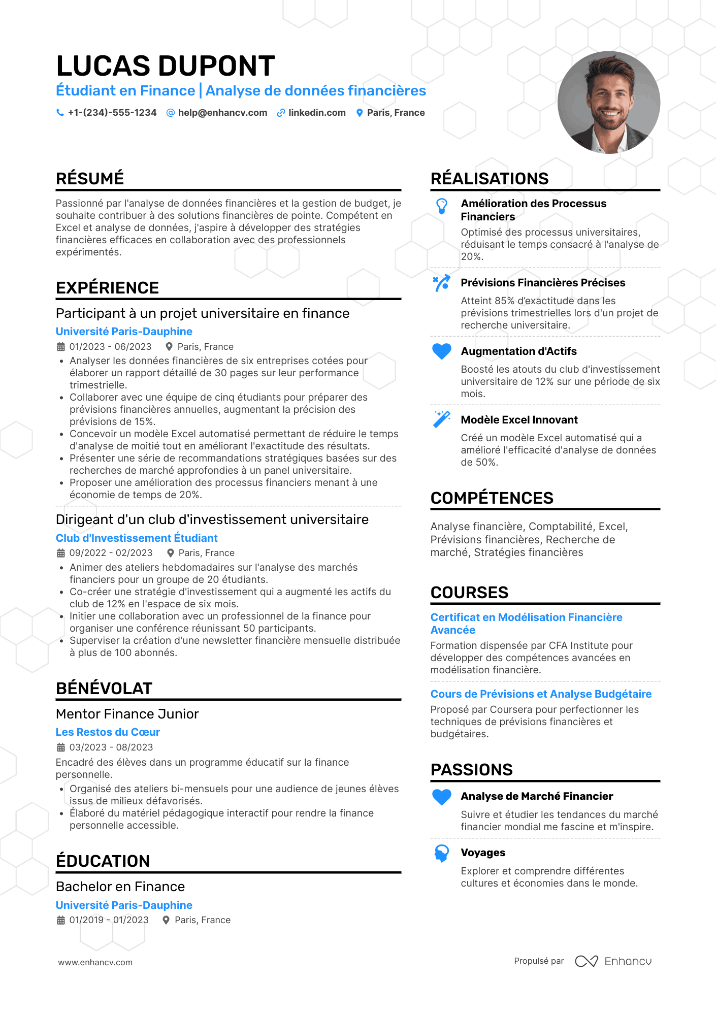 CV de stagiaire en finance