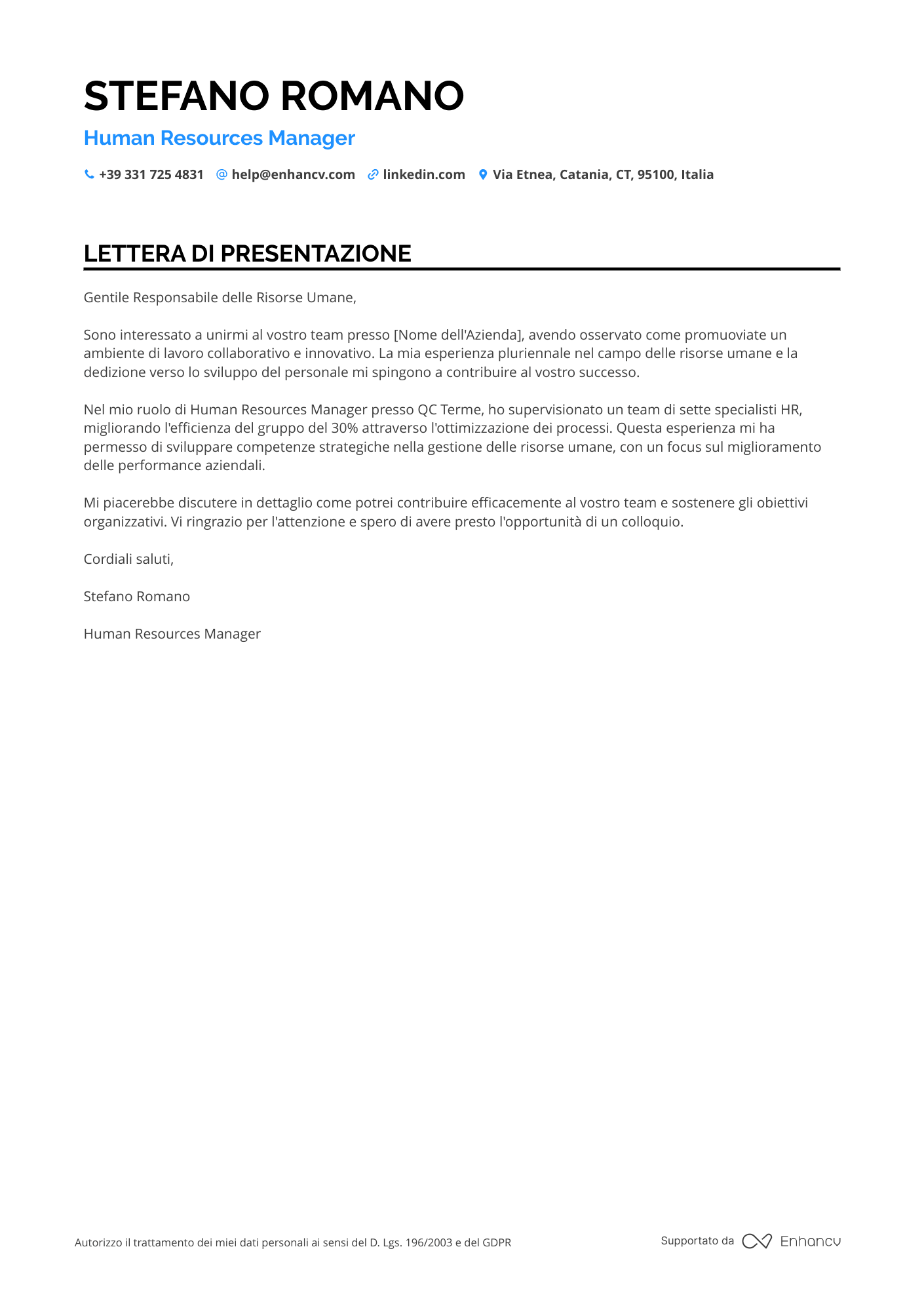 Responsabile delle Risorse Umane