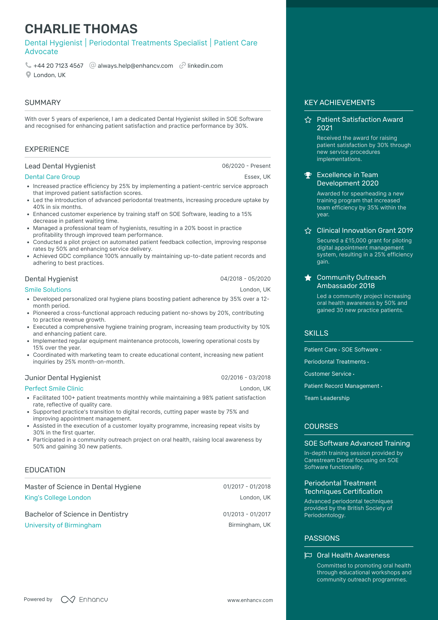 Periodontal Dental Hygienist CV Examples