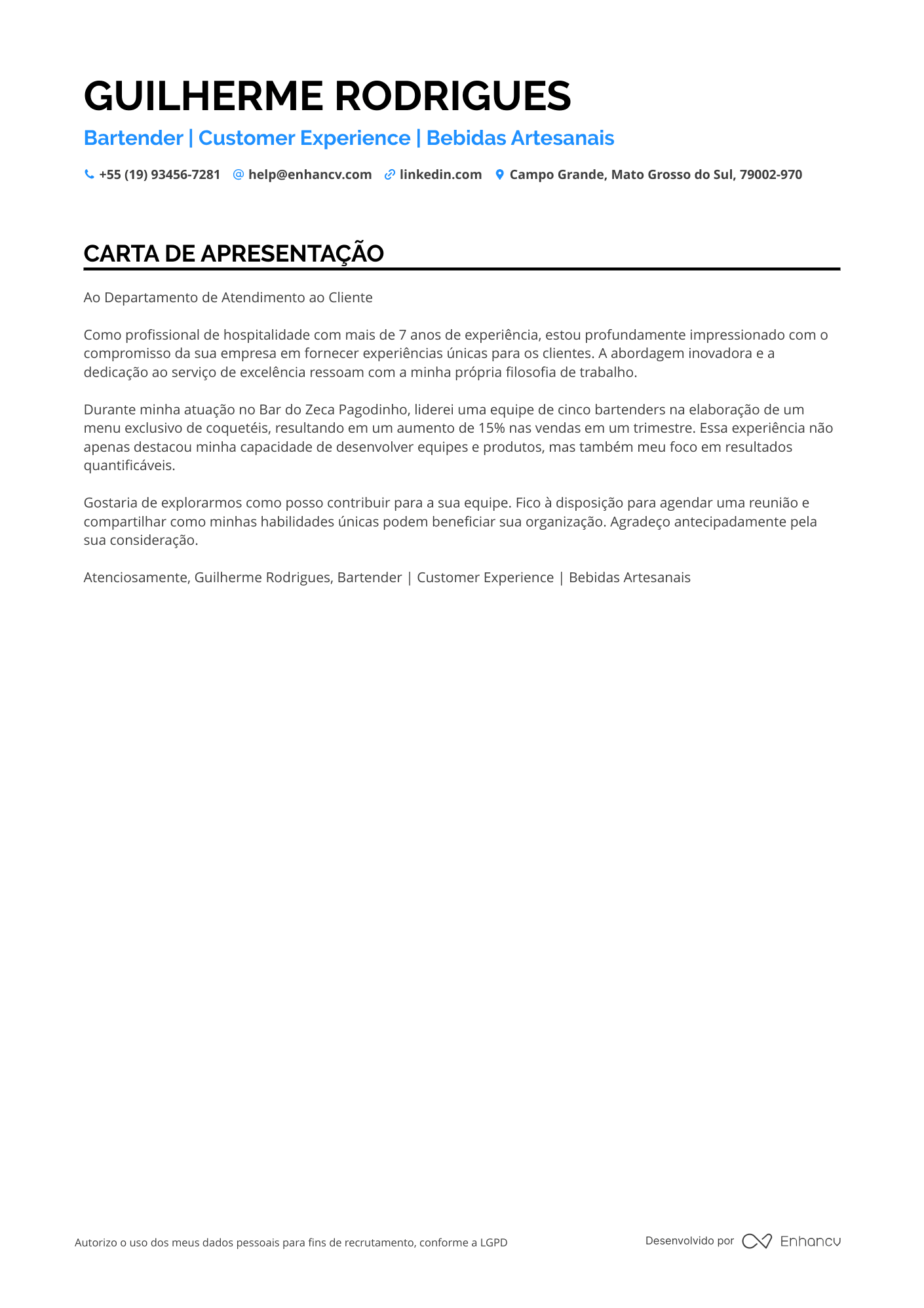 Barman de Cabaré
