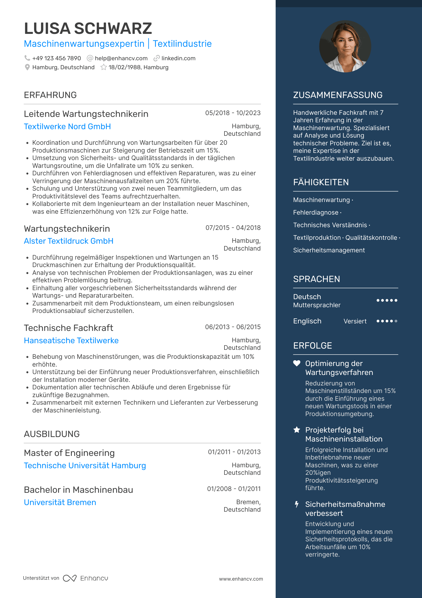 Lebenslauf in Handwerker in der Textilindustrie