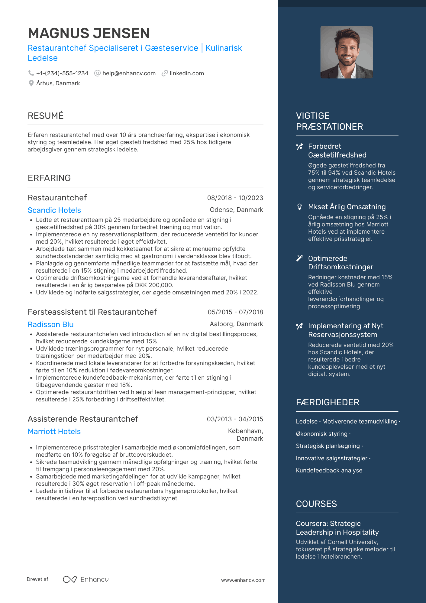 CV til Restaurantchef i hotelbranchen