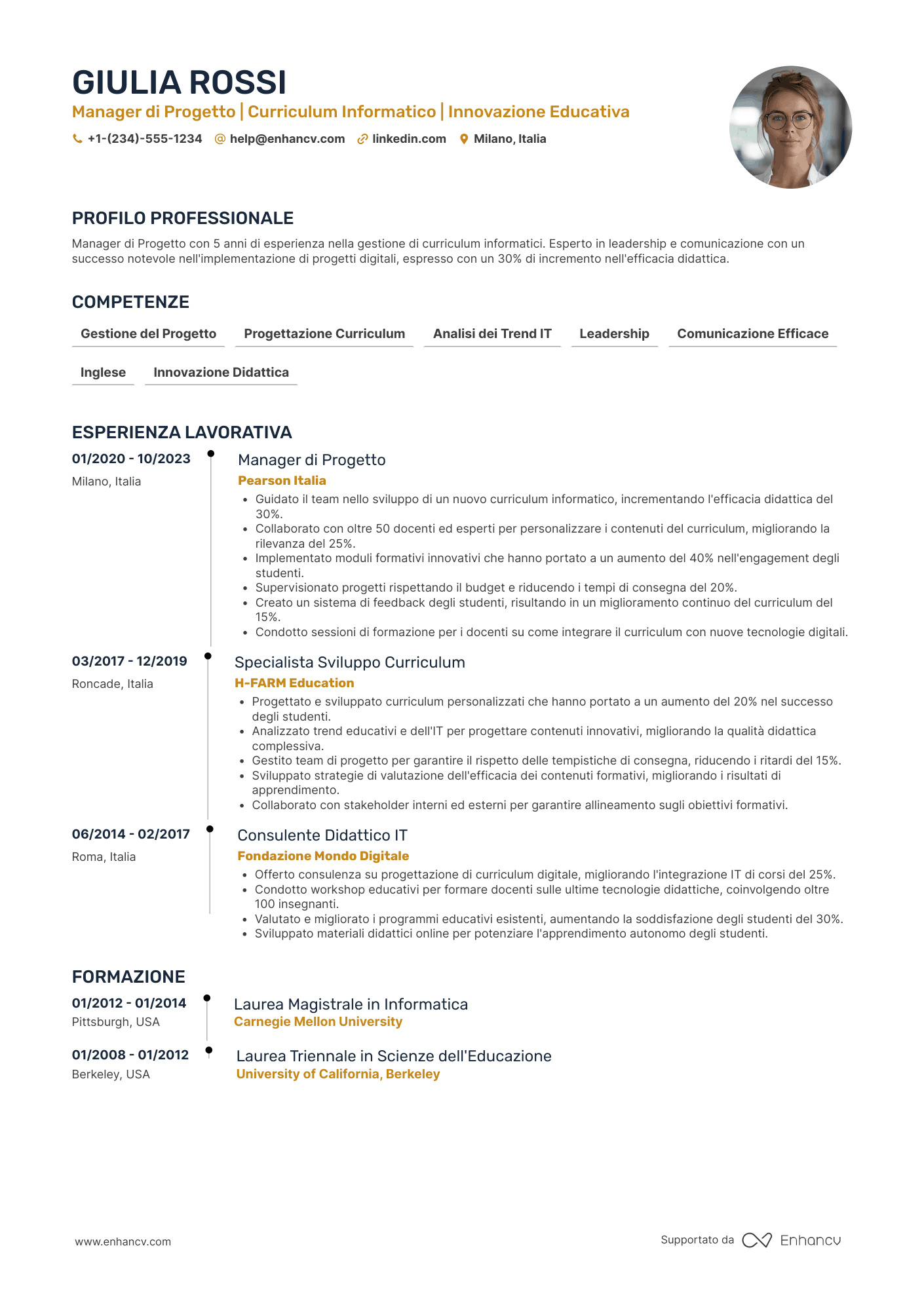 Curriculum project manager informatico