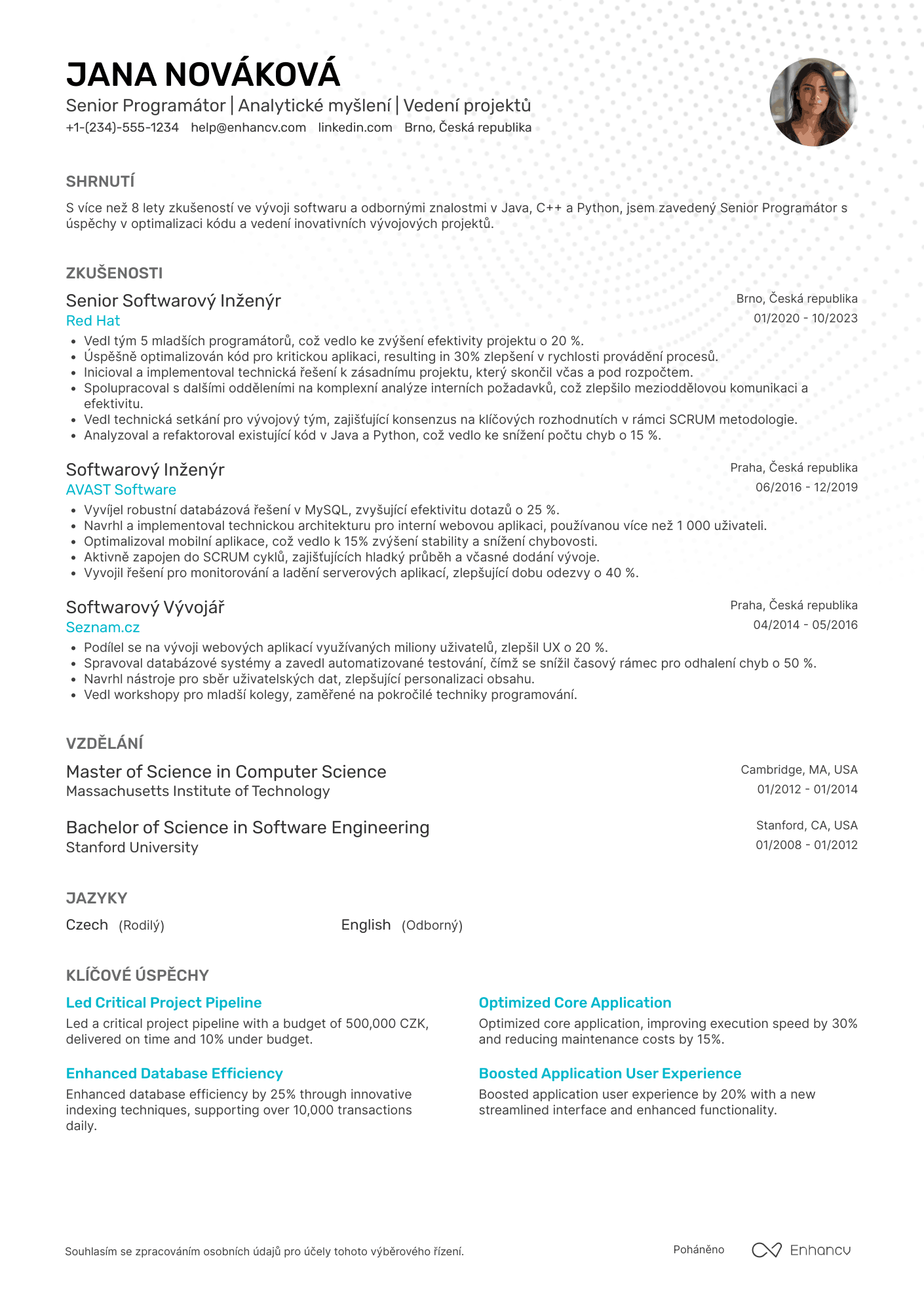 Životopis pro Senior Programátor