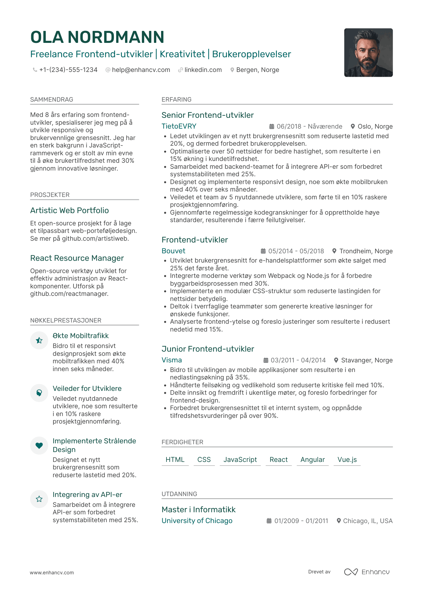 CV for Freelance Frontend‑utvikler