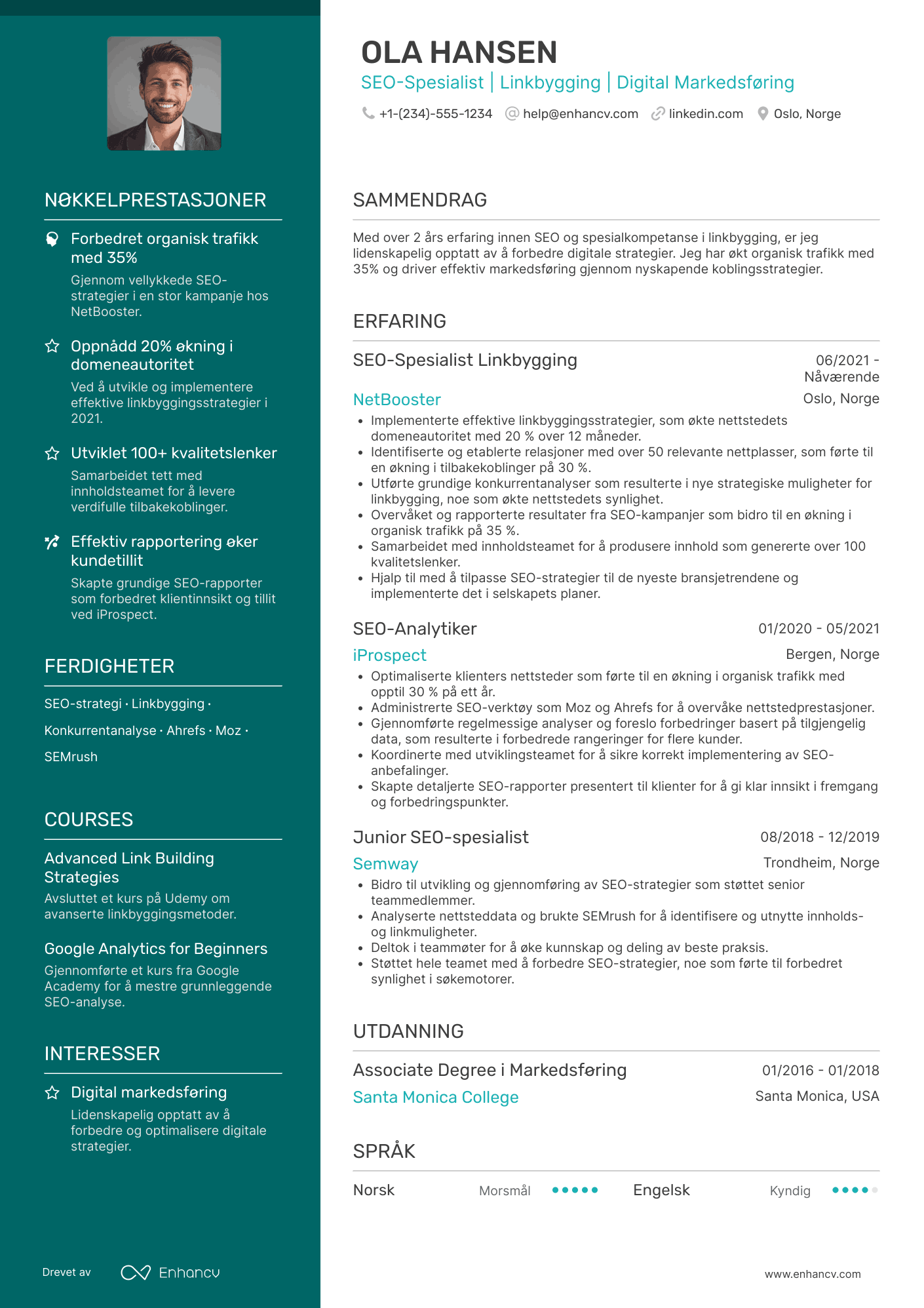 CV for SEO Spesialist Linkbygging