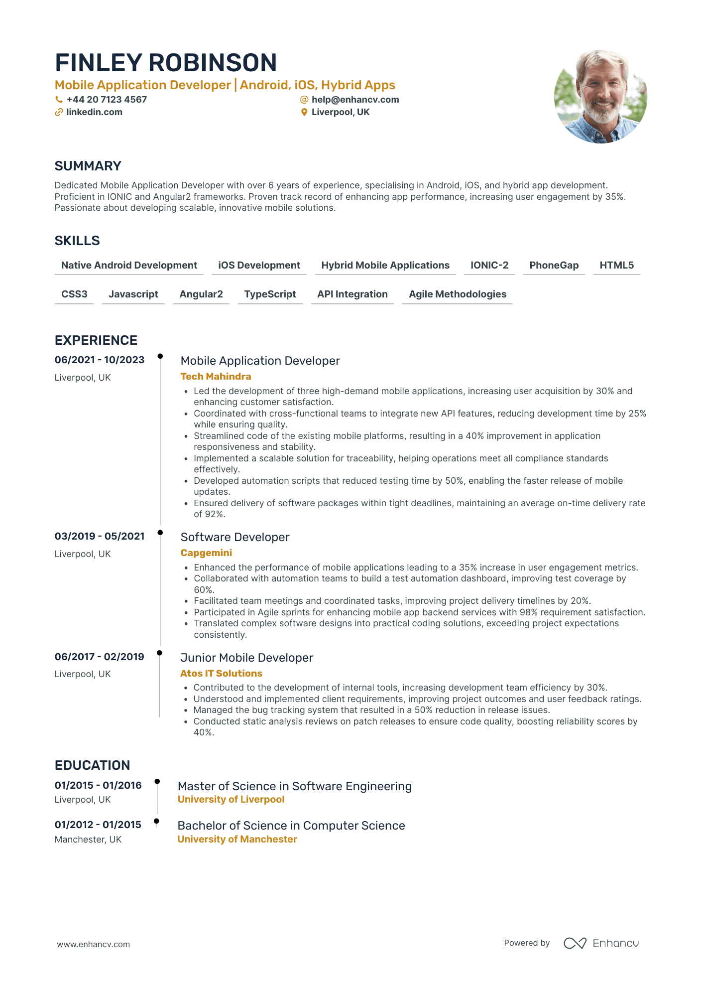 Mobile Application Developer CV Examples