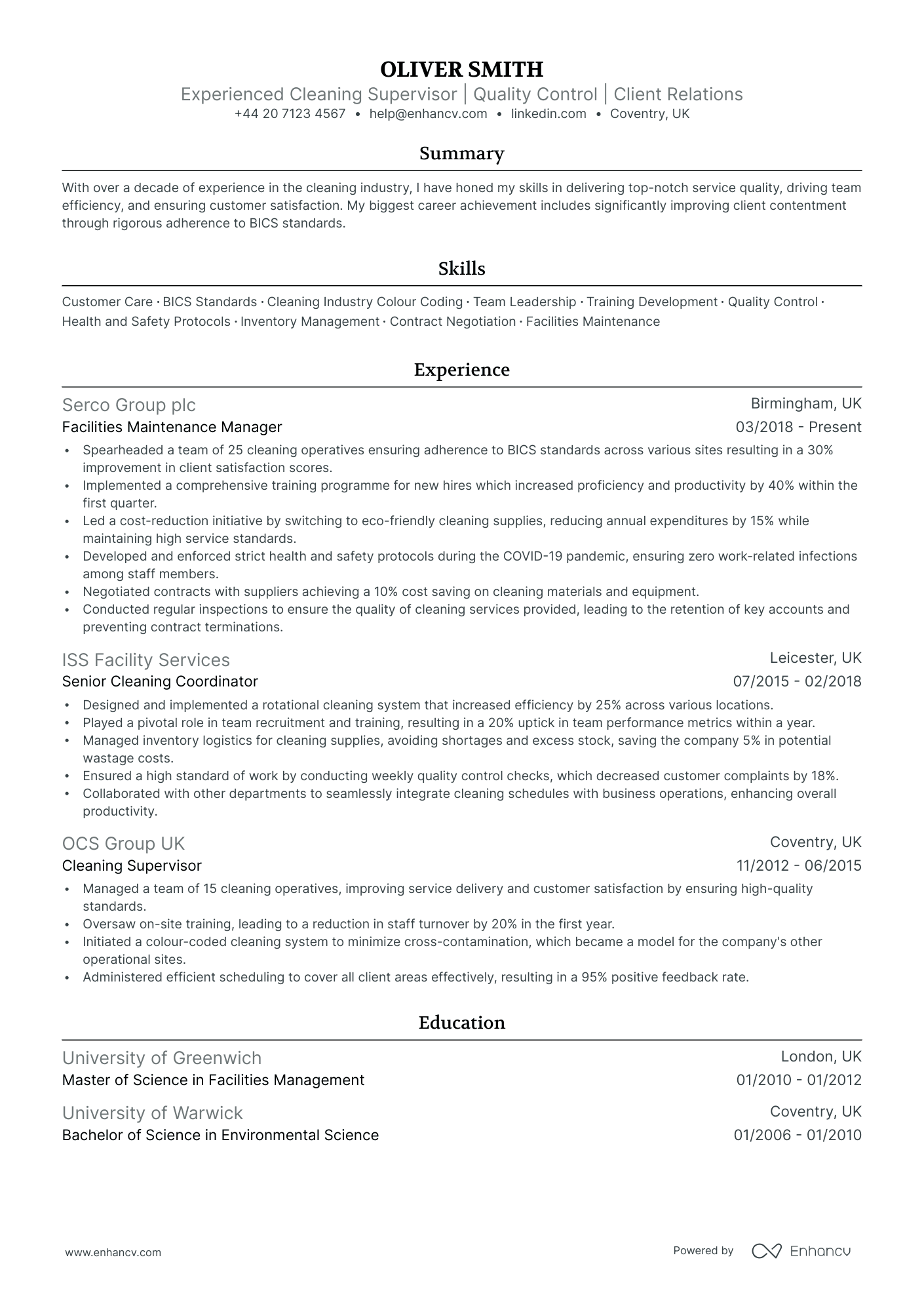 Traditional CV Examples