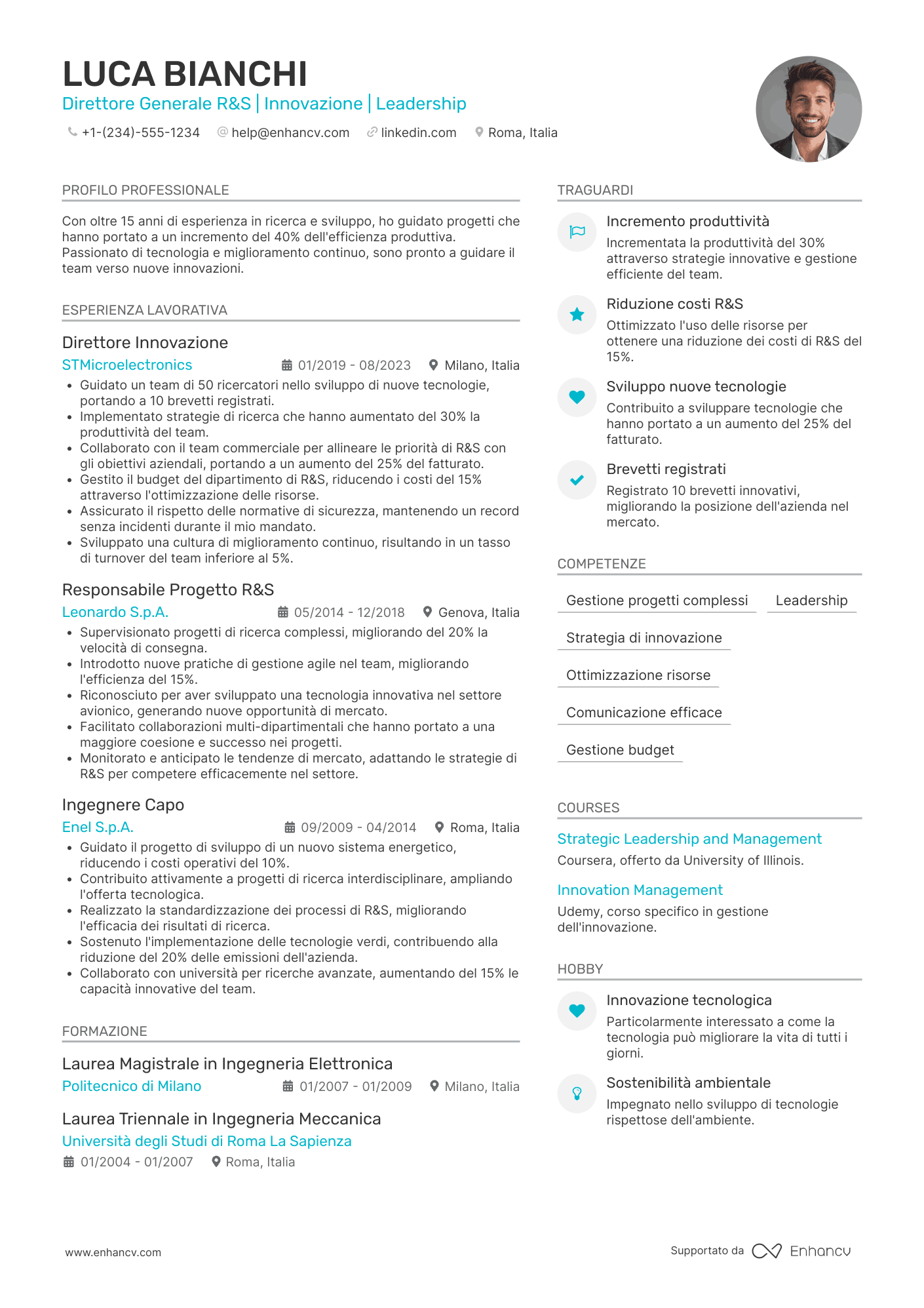 CV Direttore generale della ricerca e sviluppo