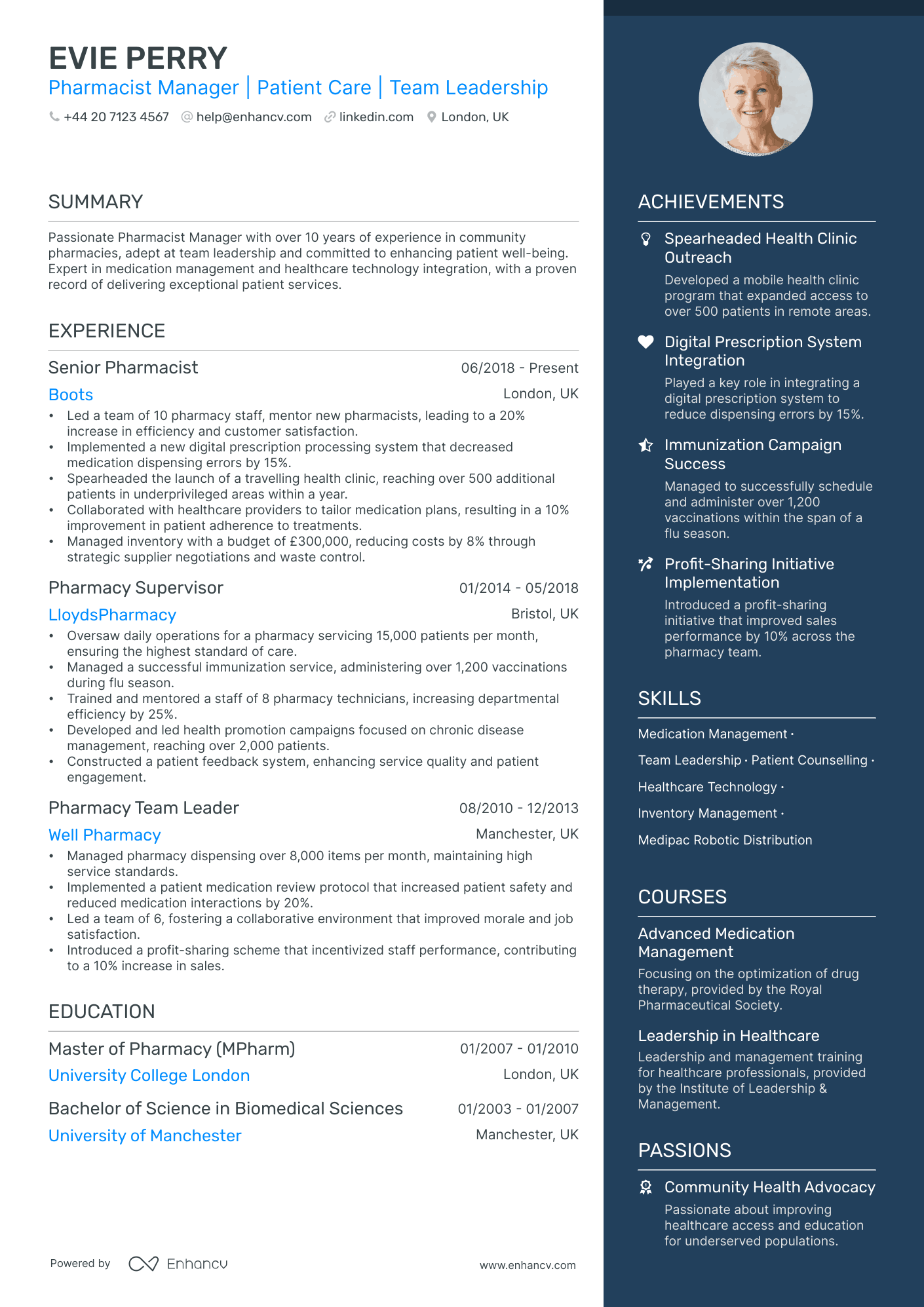 personal statement for pharmacy cv