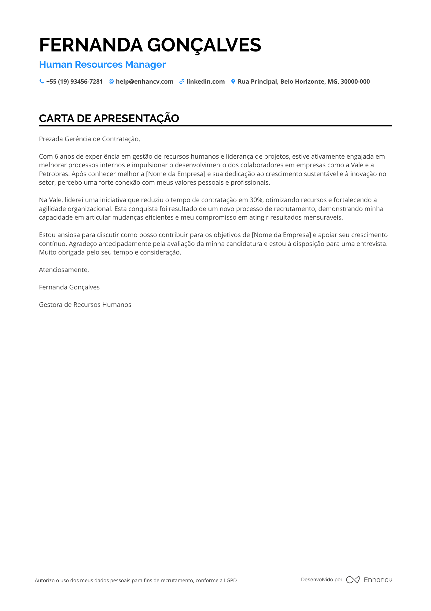 Gerente de Projetos de Recursos Humanos
