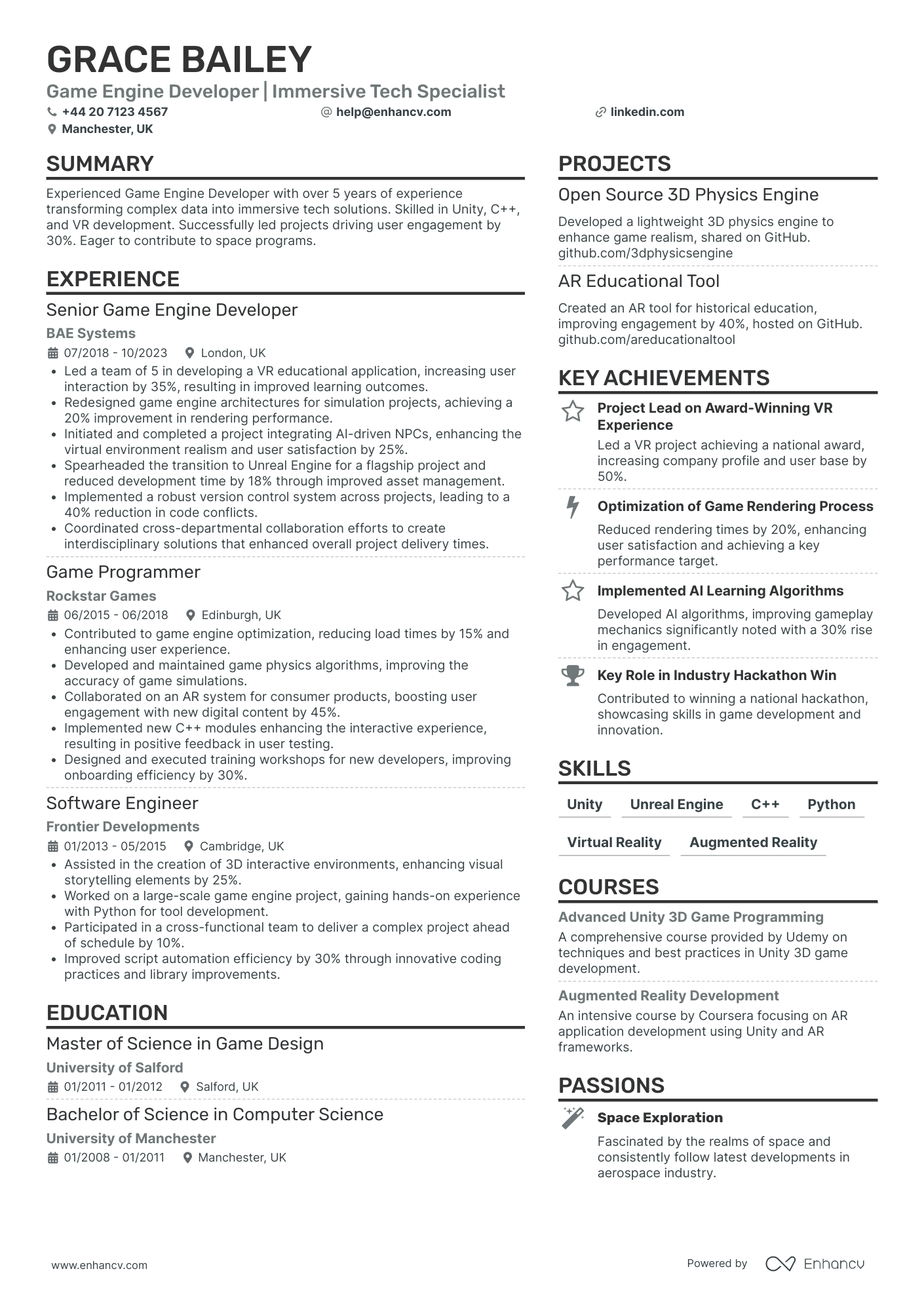 Game Developer Consultant CV Examples