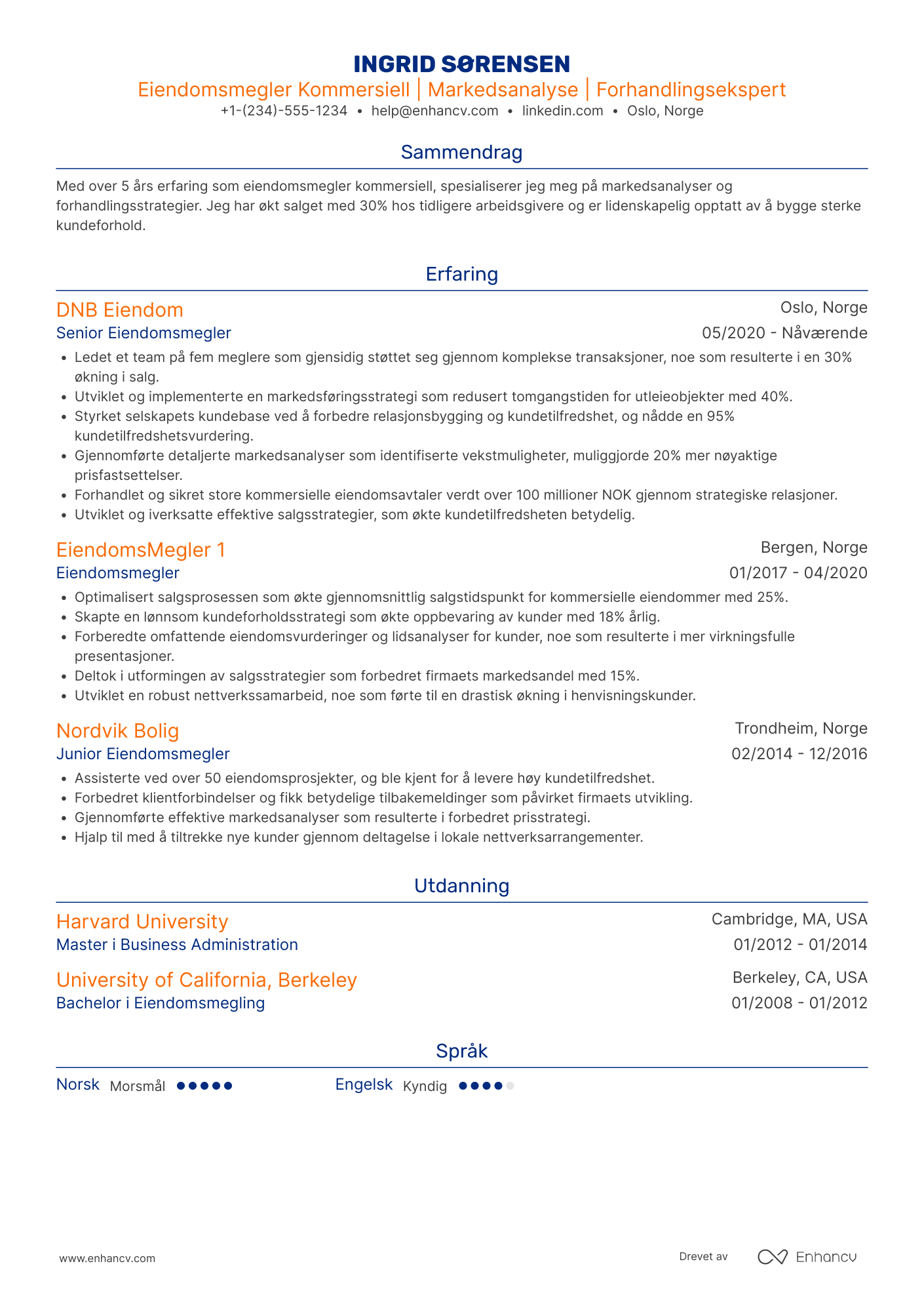 CV for Eiendomsmegler Kommersiell