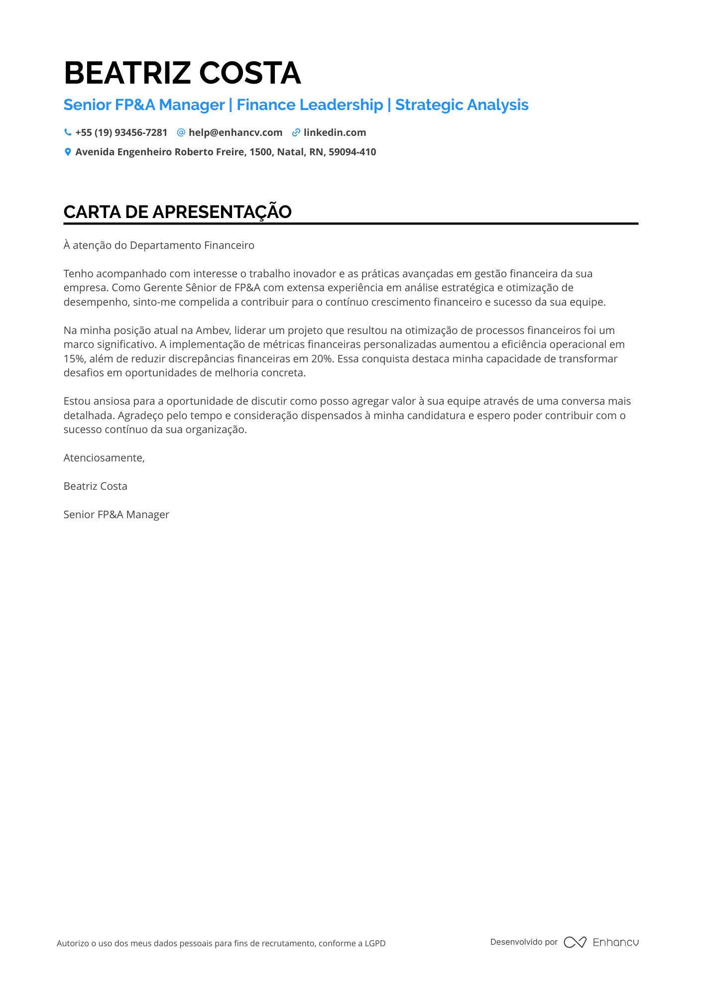 Gerente de Produto de Finanças