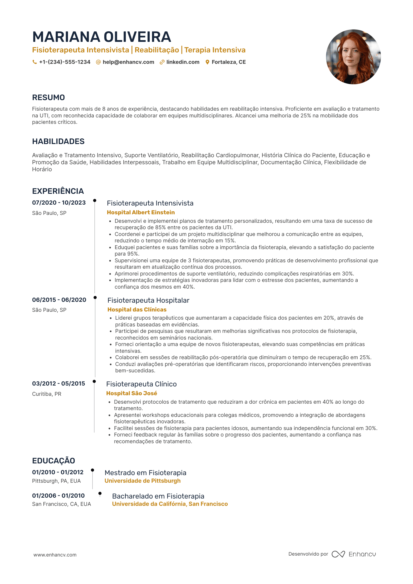 Currículo fisioterapeuta intensivista