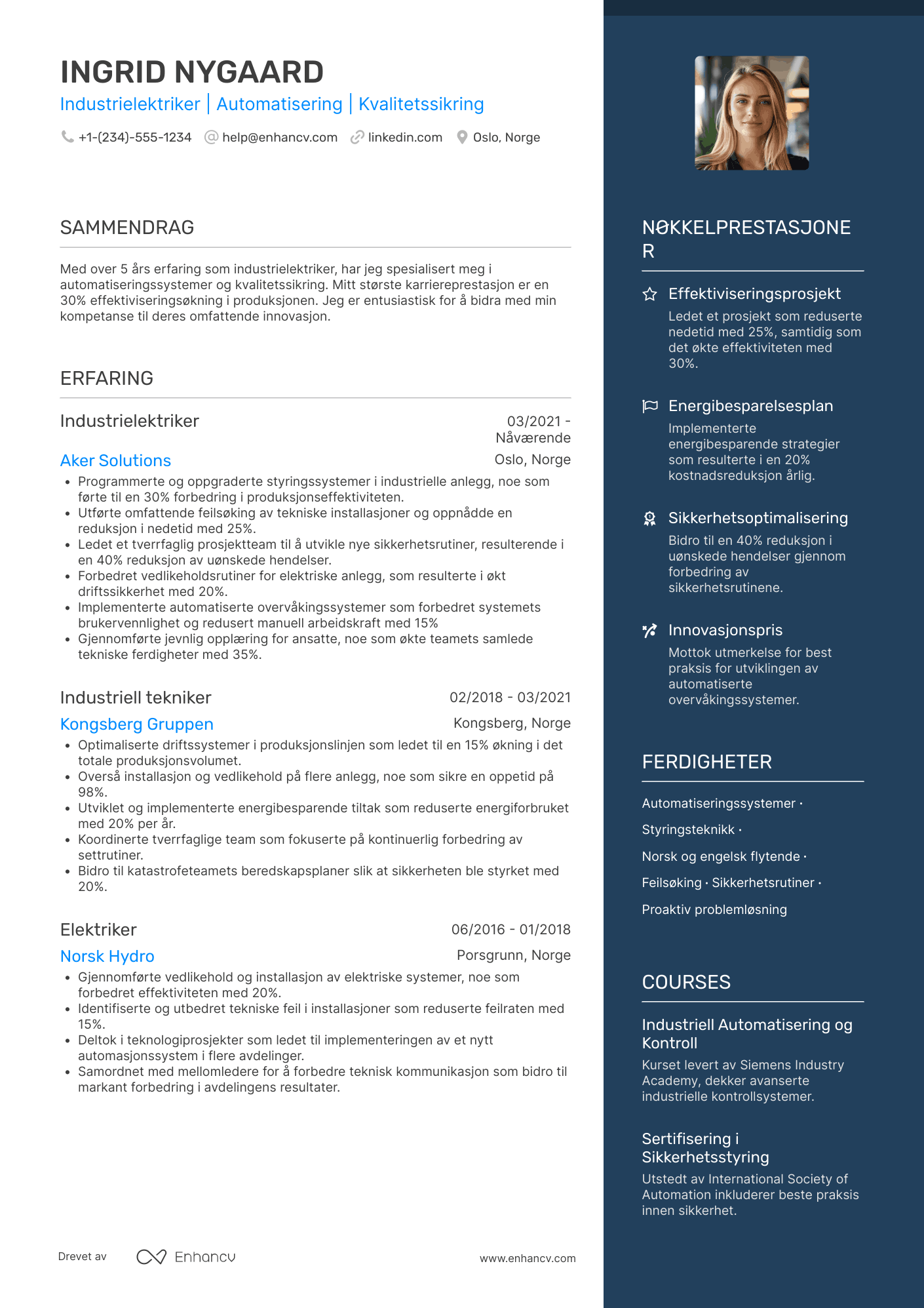 CV for Industrielektriker