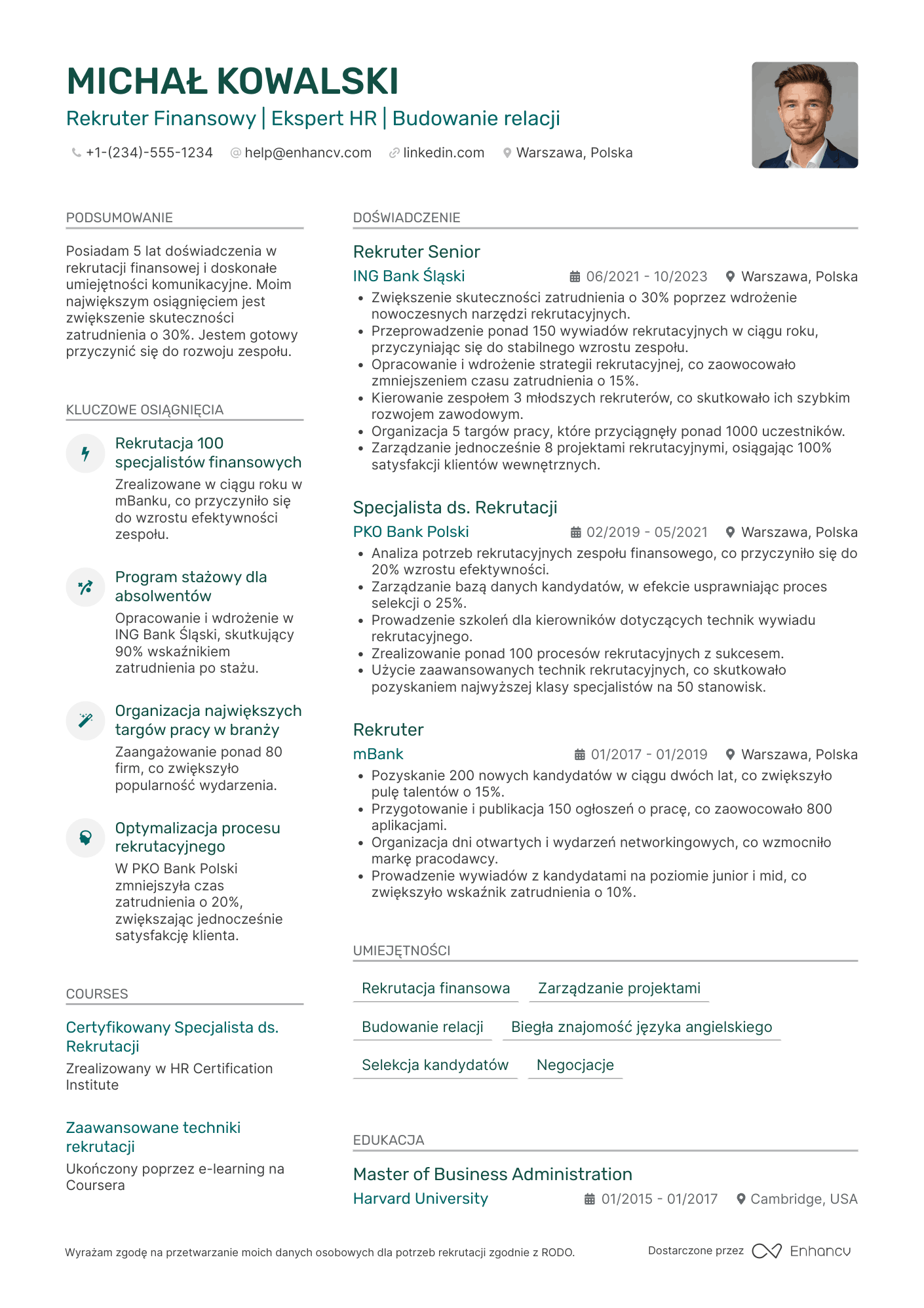 CV dla Rekruter Finansowy