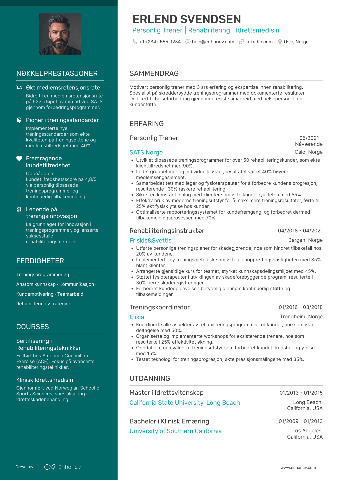 CV for Personlig trener for rehabilitering