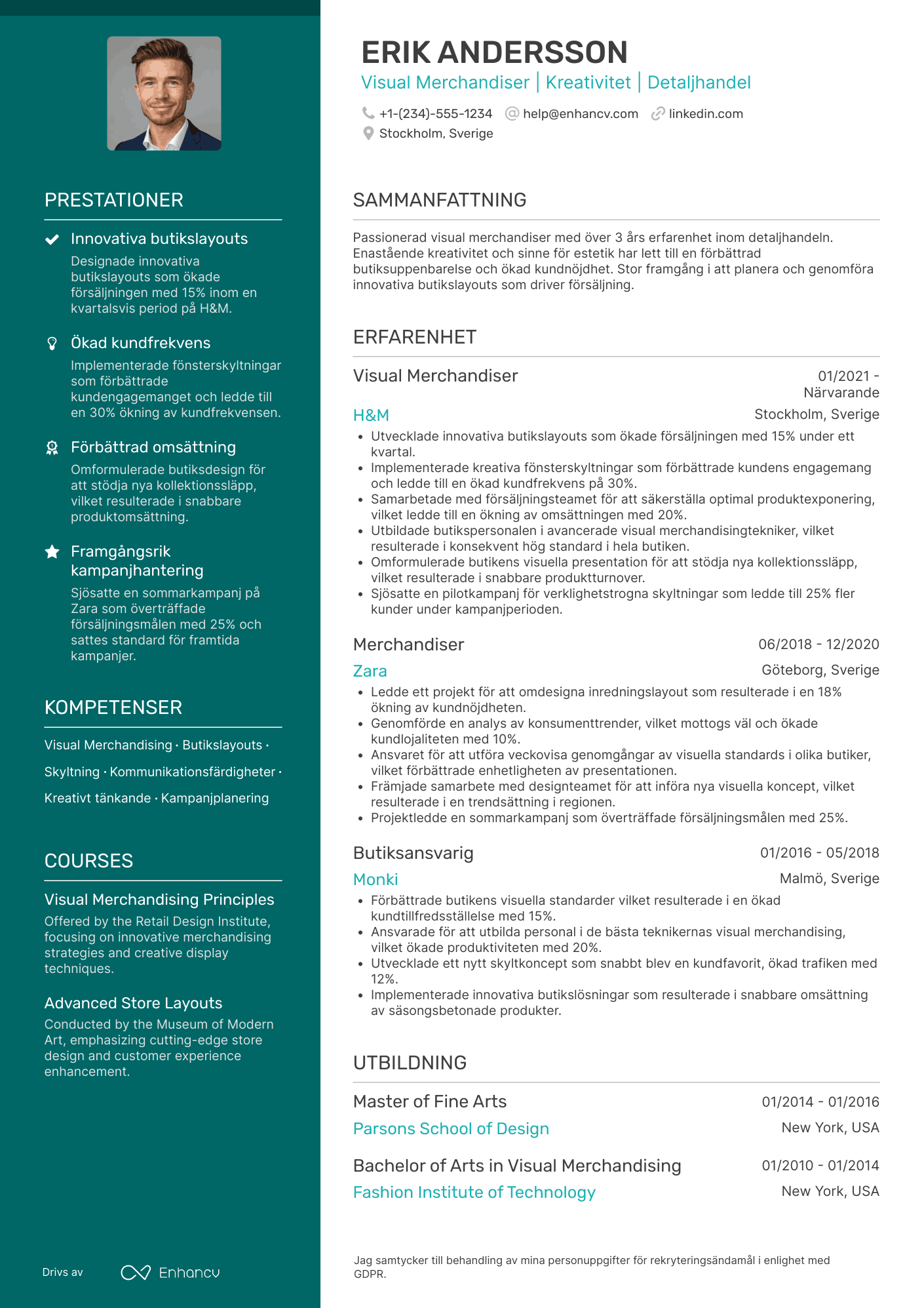 CV för Visual Merchandiser