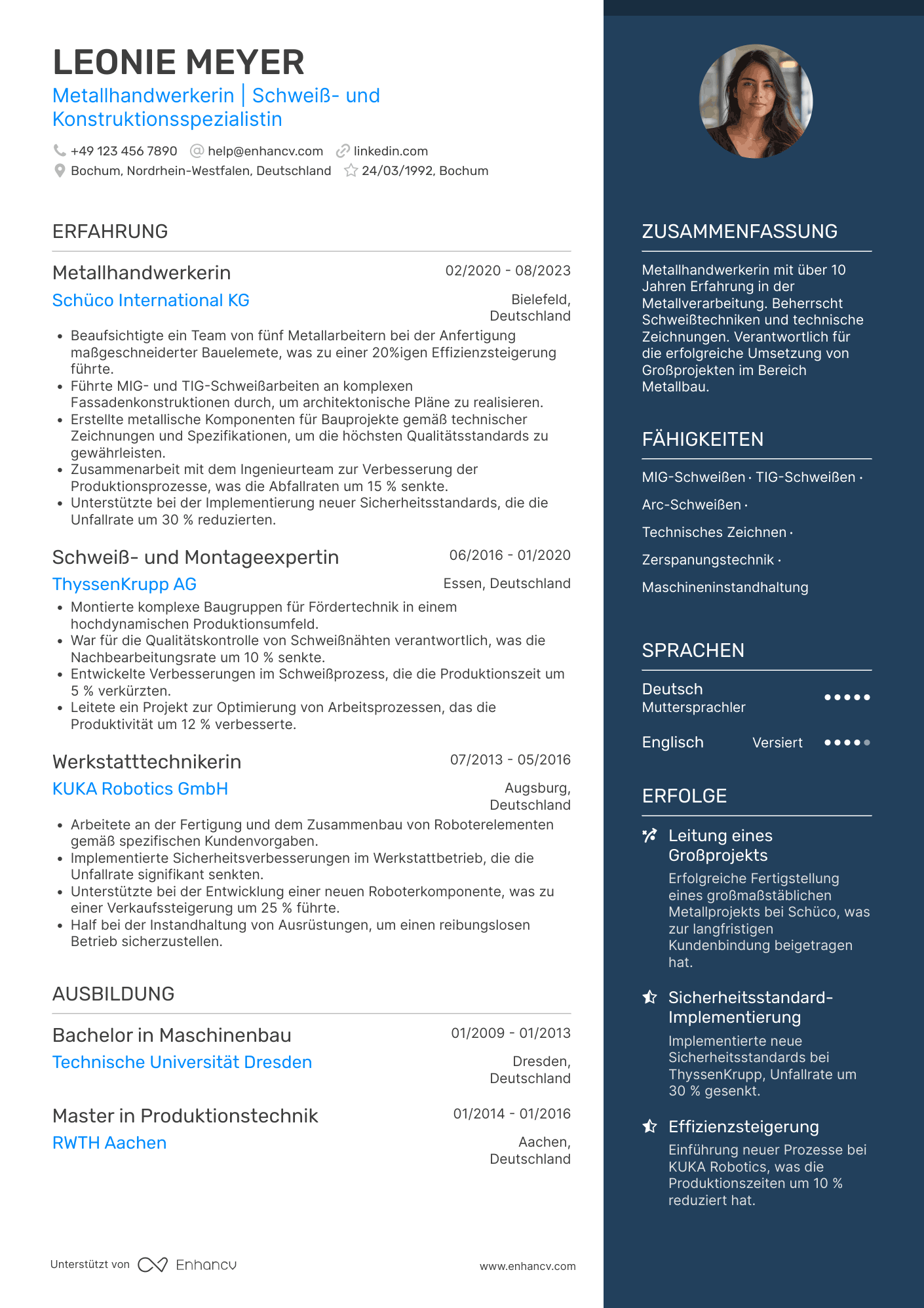 Lebenslauf als Metall Handwerker