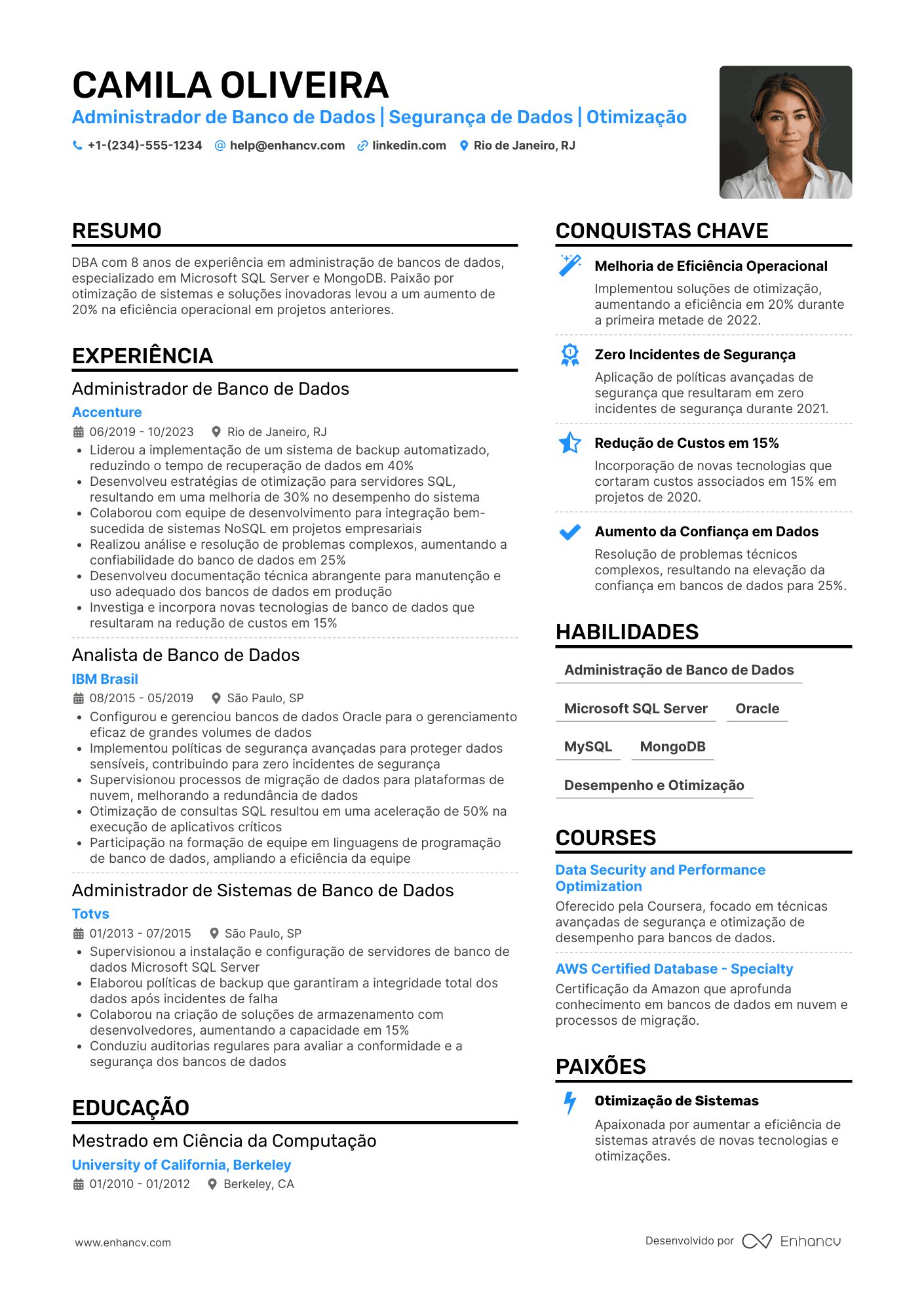 Currículo administrador de banco de dados