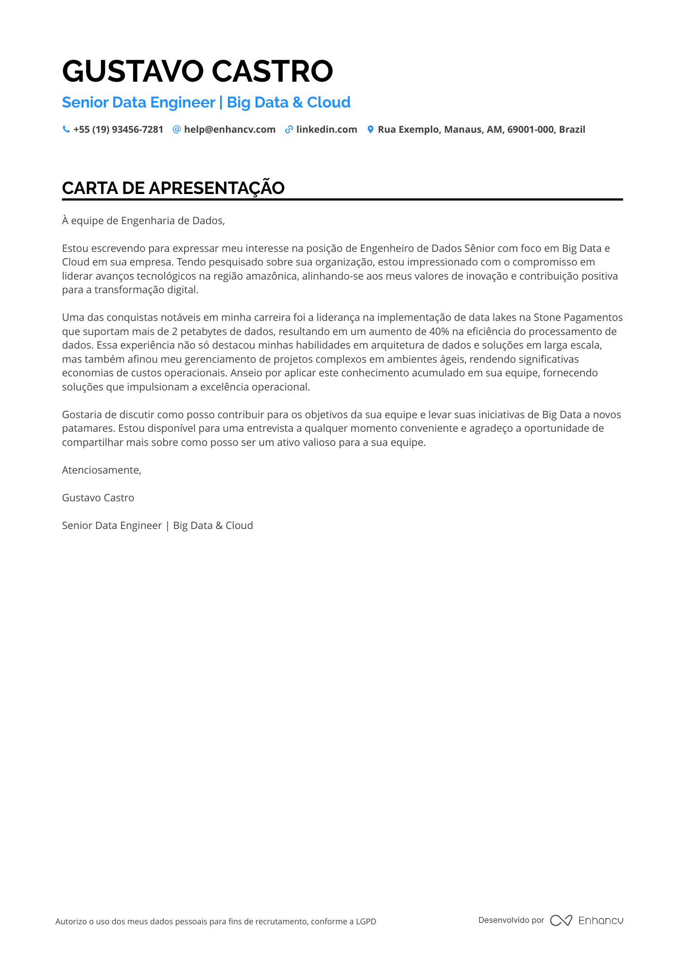 Engenheiro de dados Sênior