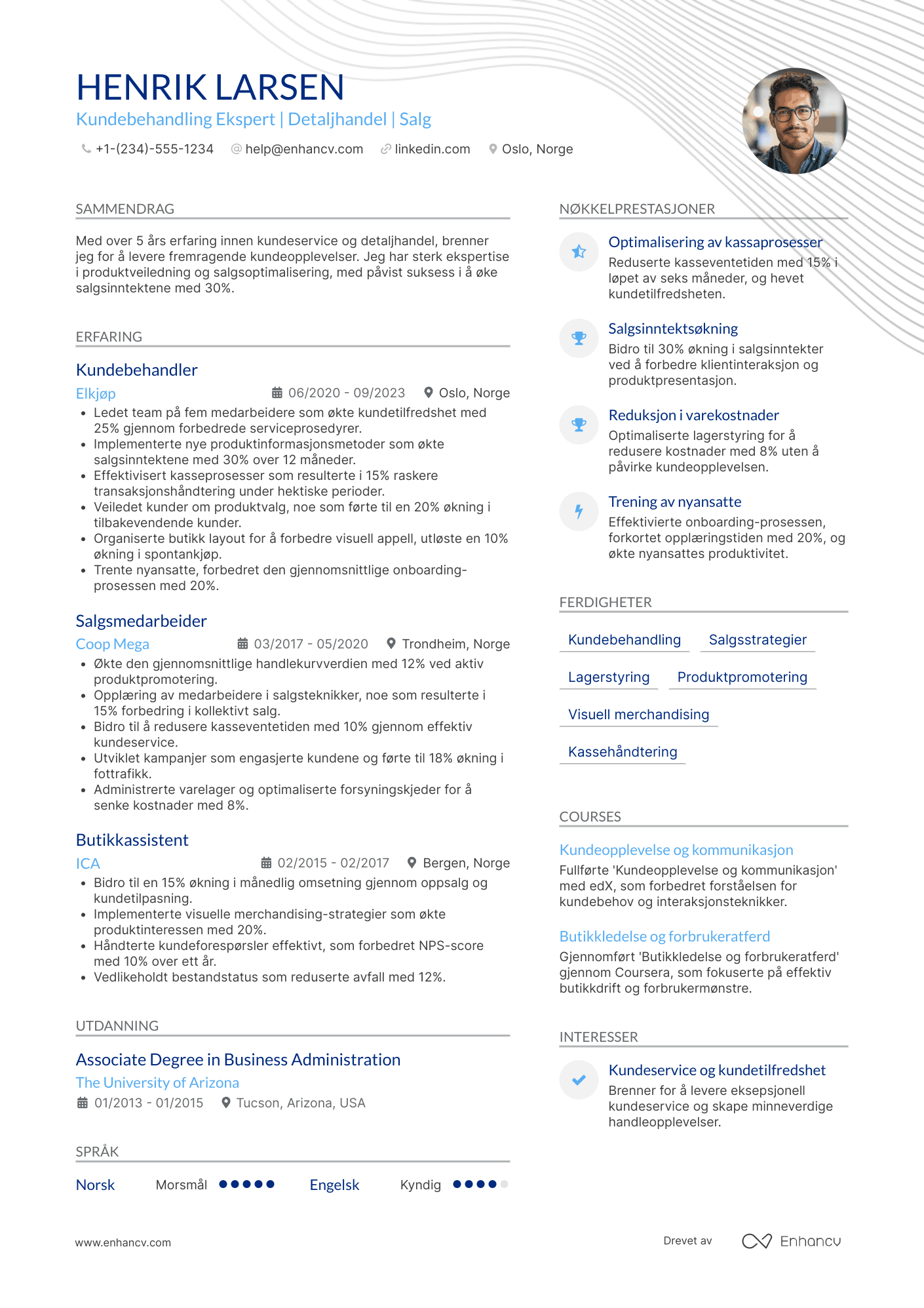 CV for Butikkmedarbeider kundebehandling