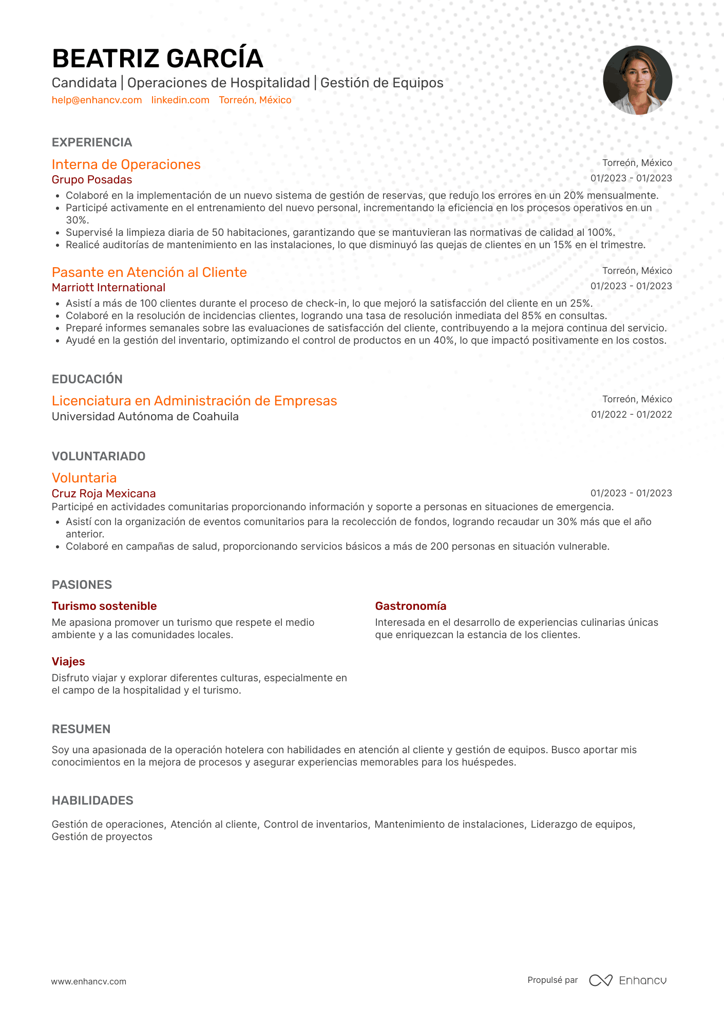 Currículum España de hostelería
