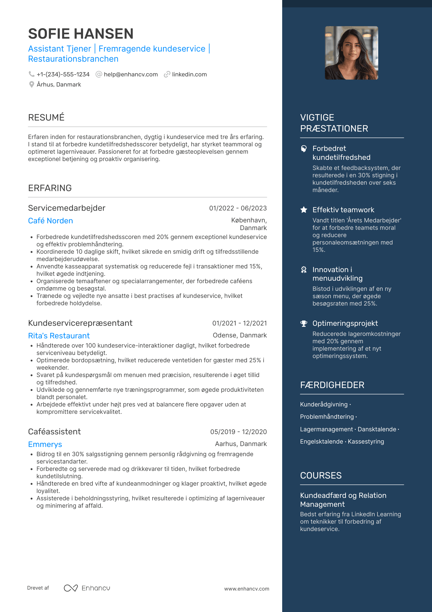 CV til Assistant Tjener