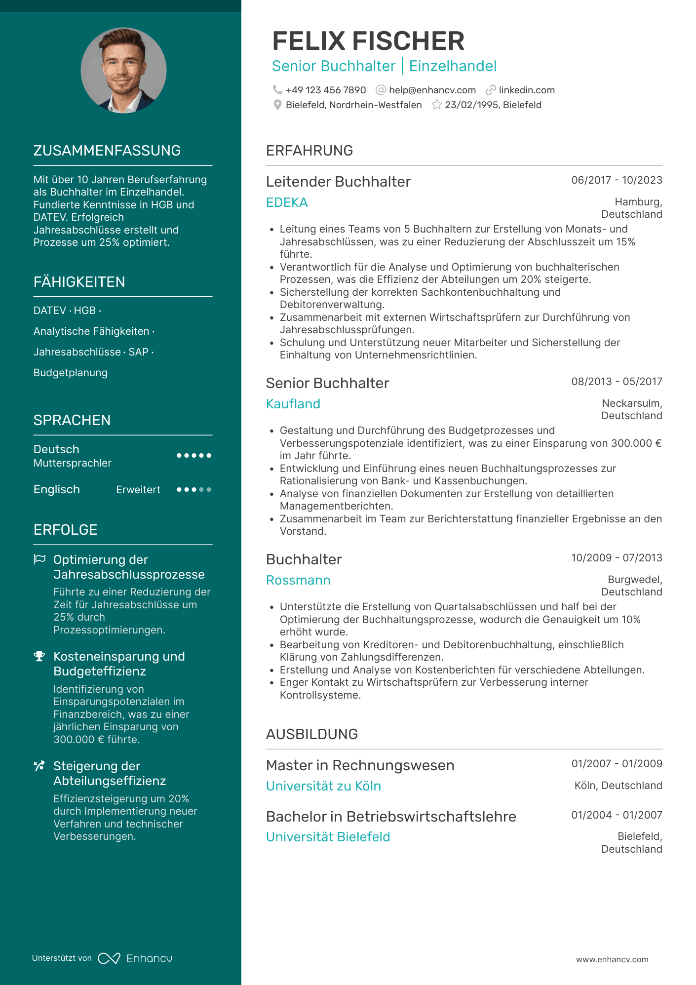 Lebenslauf in Buchhalter für den Einzelhandel