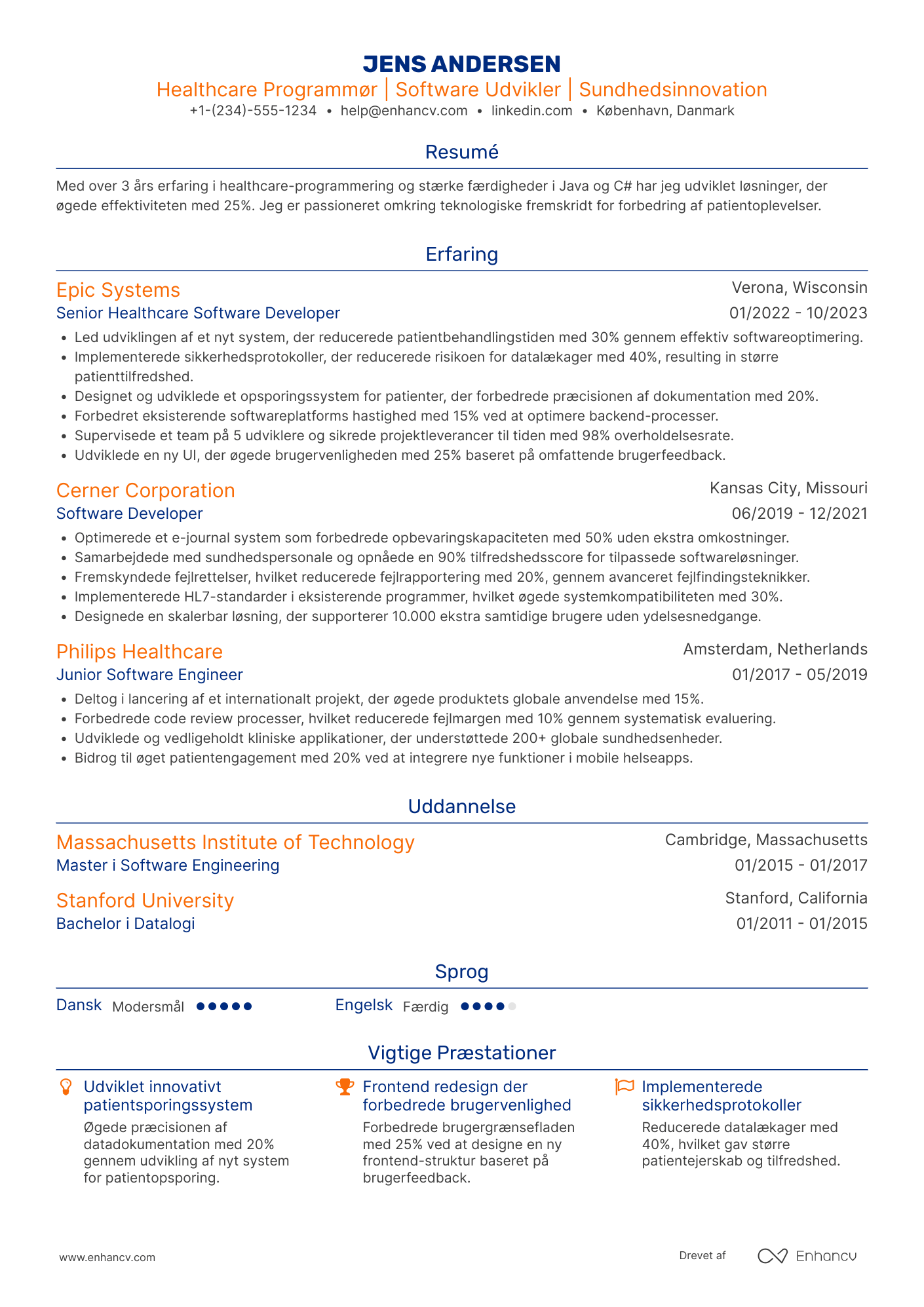 CV til Healthcare Programmør