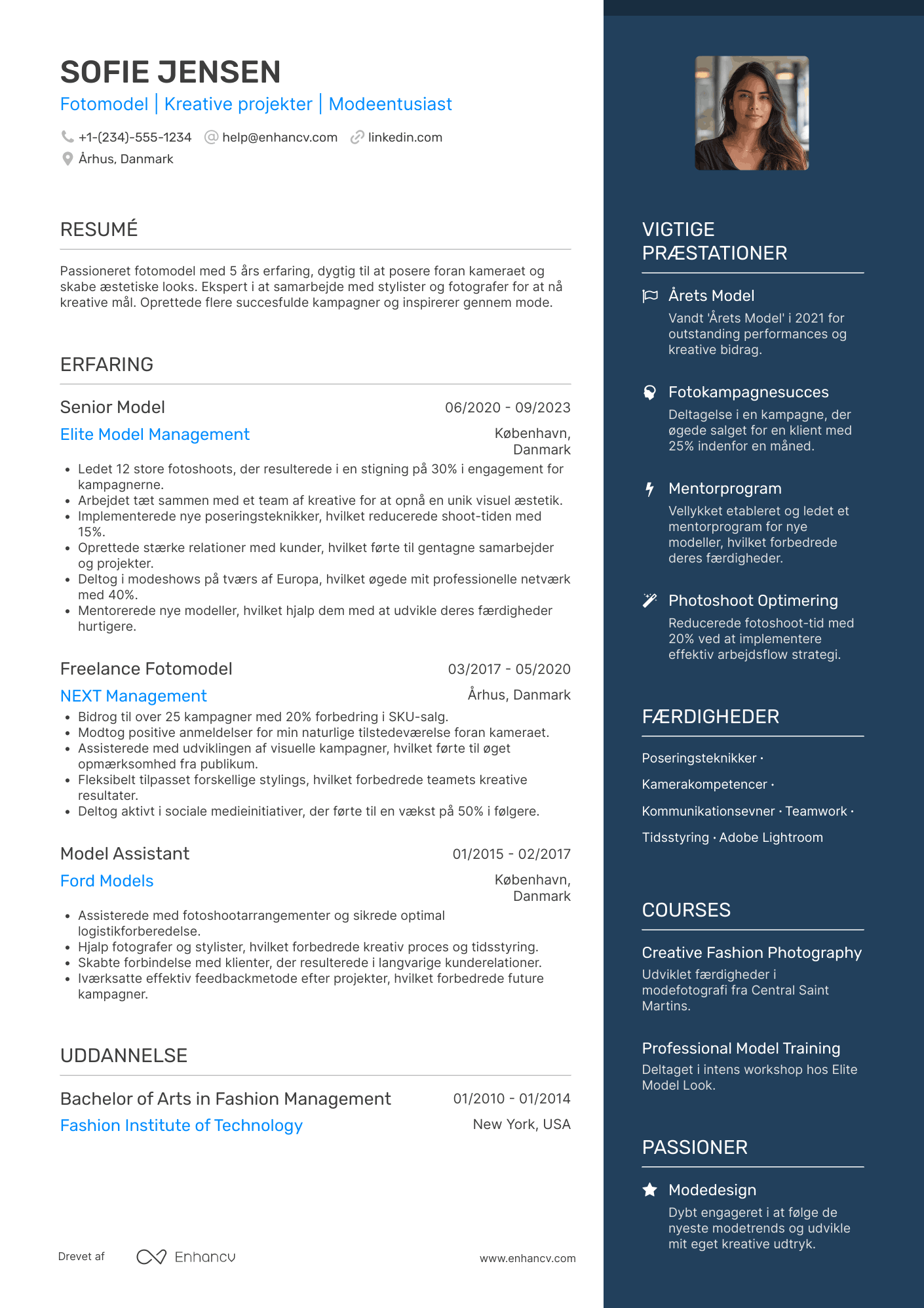 CV til Fotomodel
