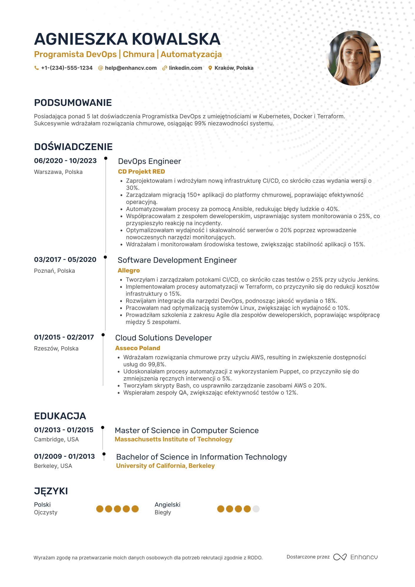 CV dla Programista DevOps