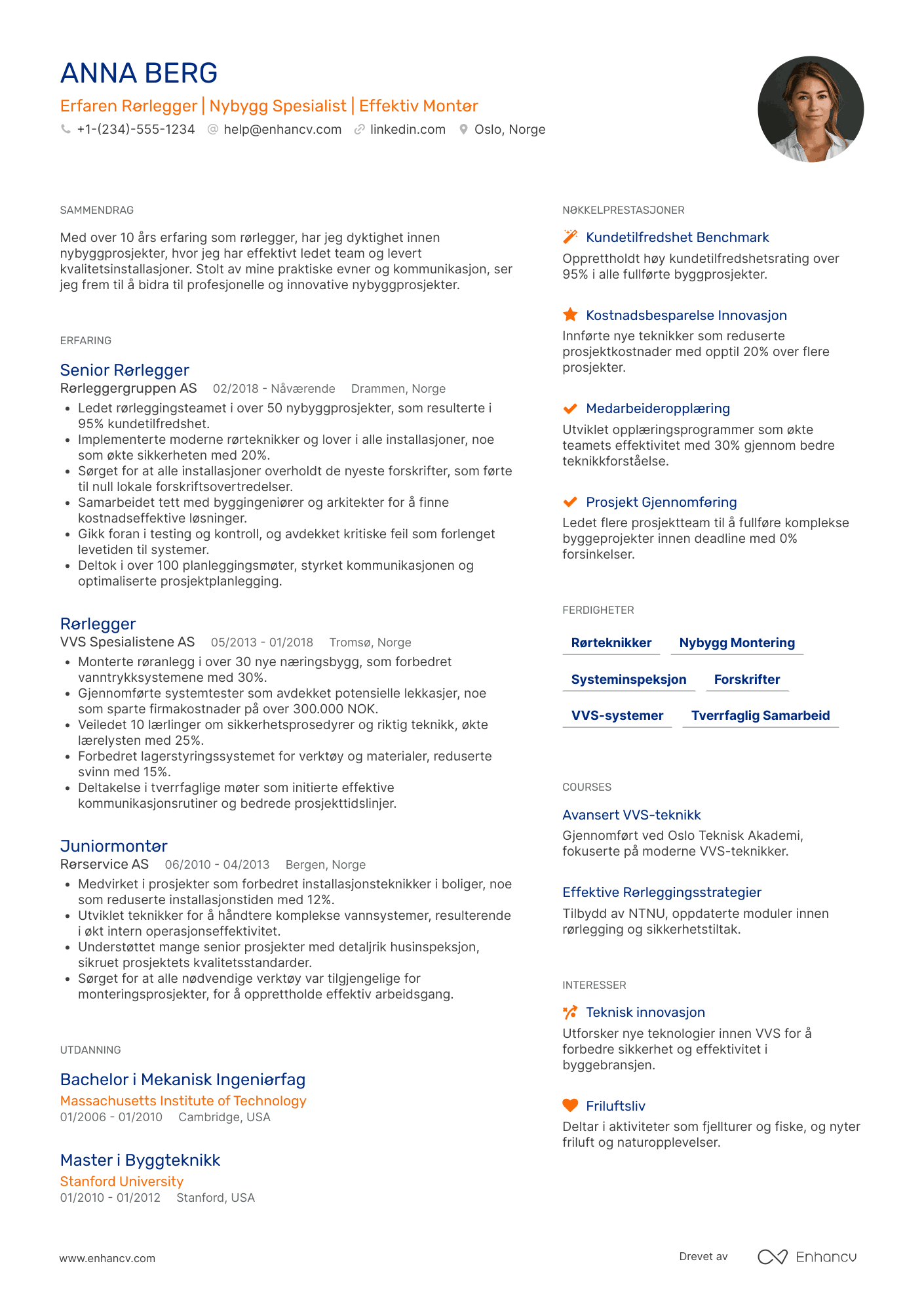 CV for Nybygg Rørlegger