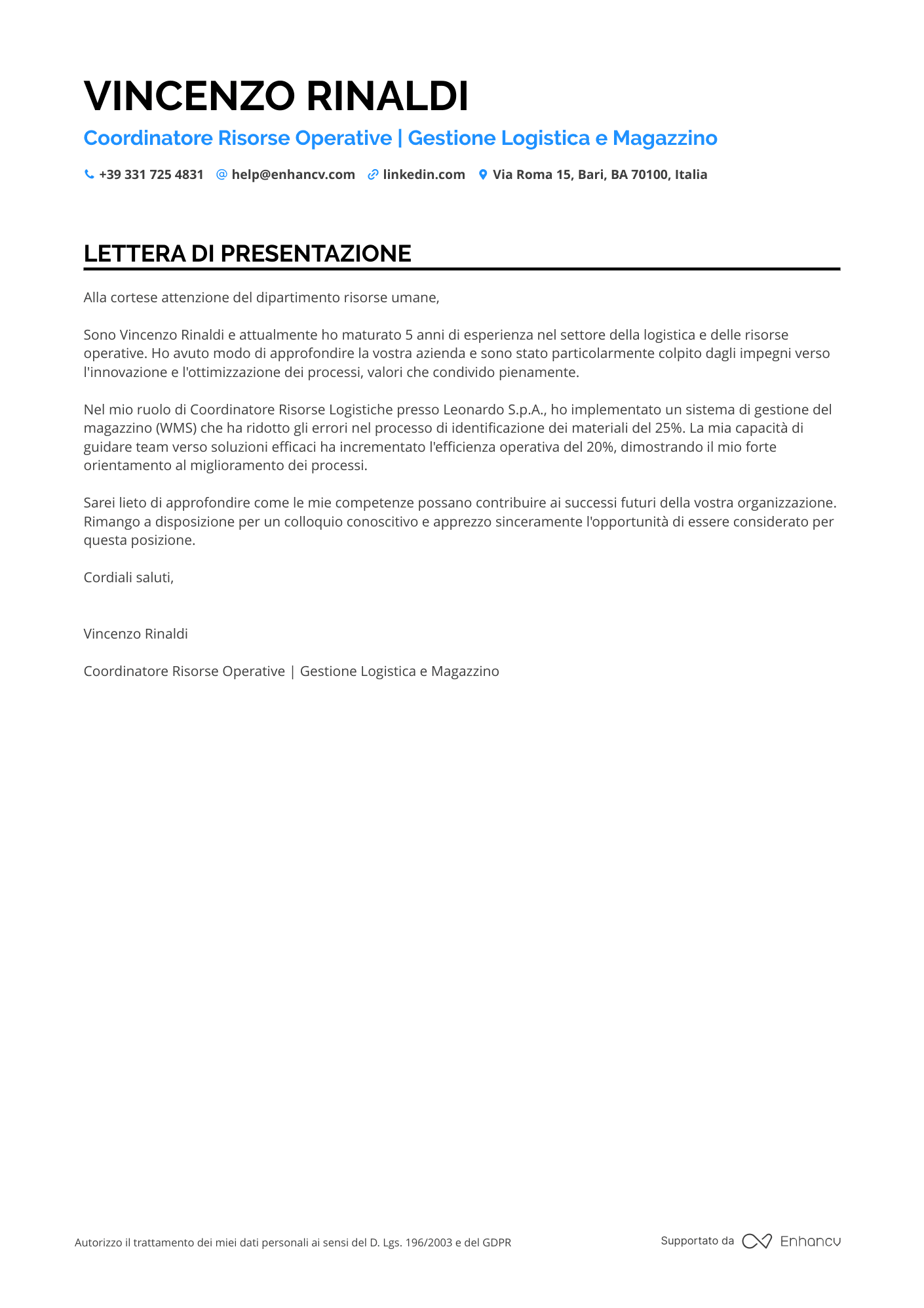 Responsabile di Magazzino