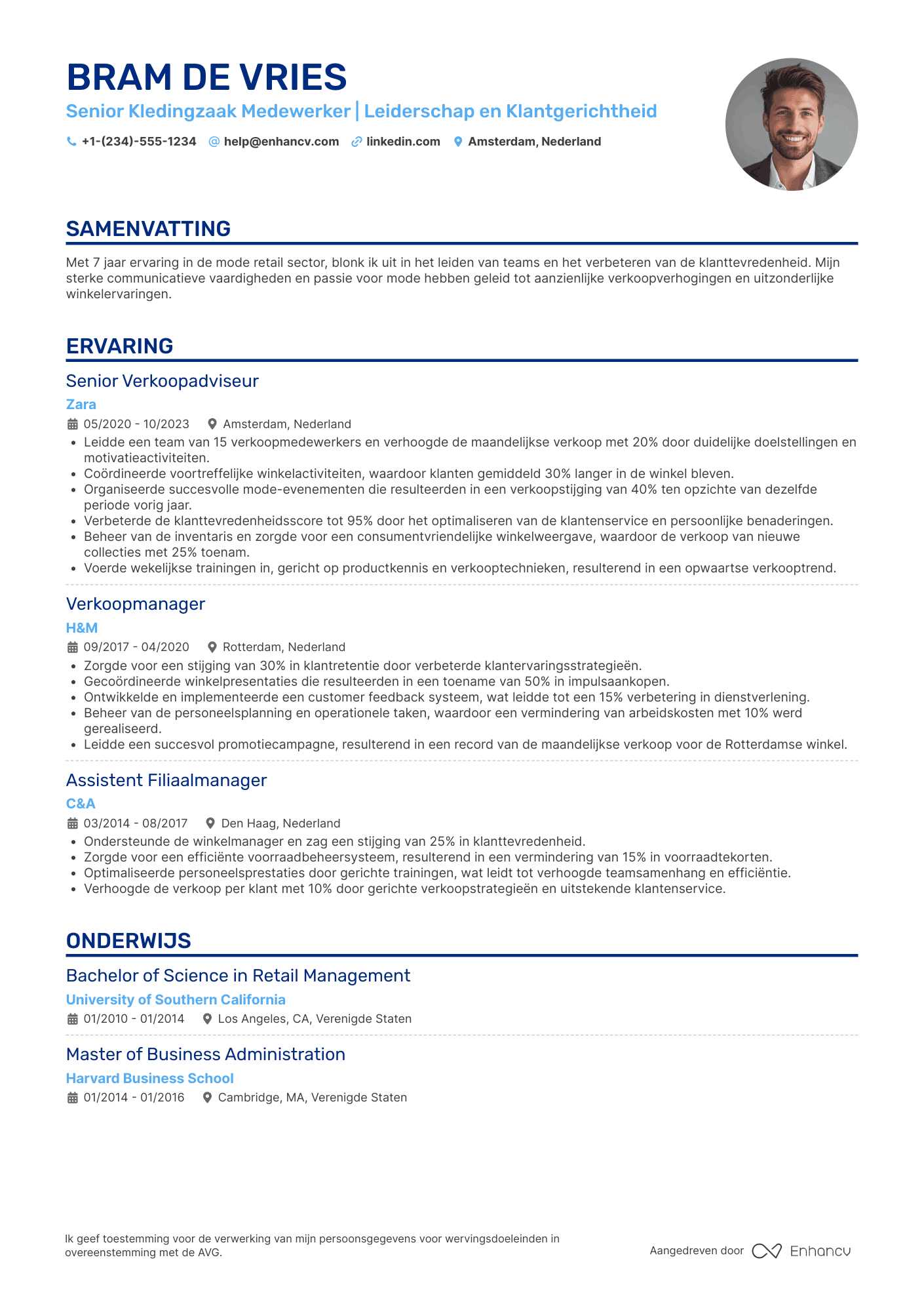 CV voor Senior Kledingzaak Medewerker