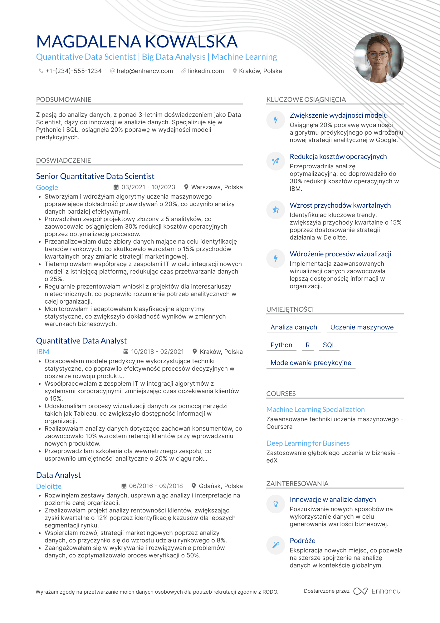 CV dla Quantitative Data Scientist