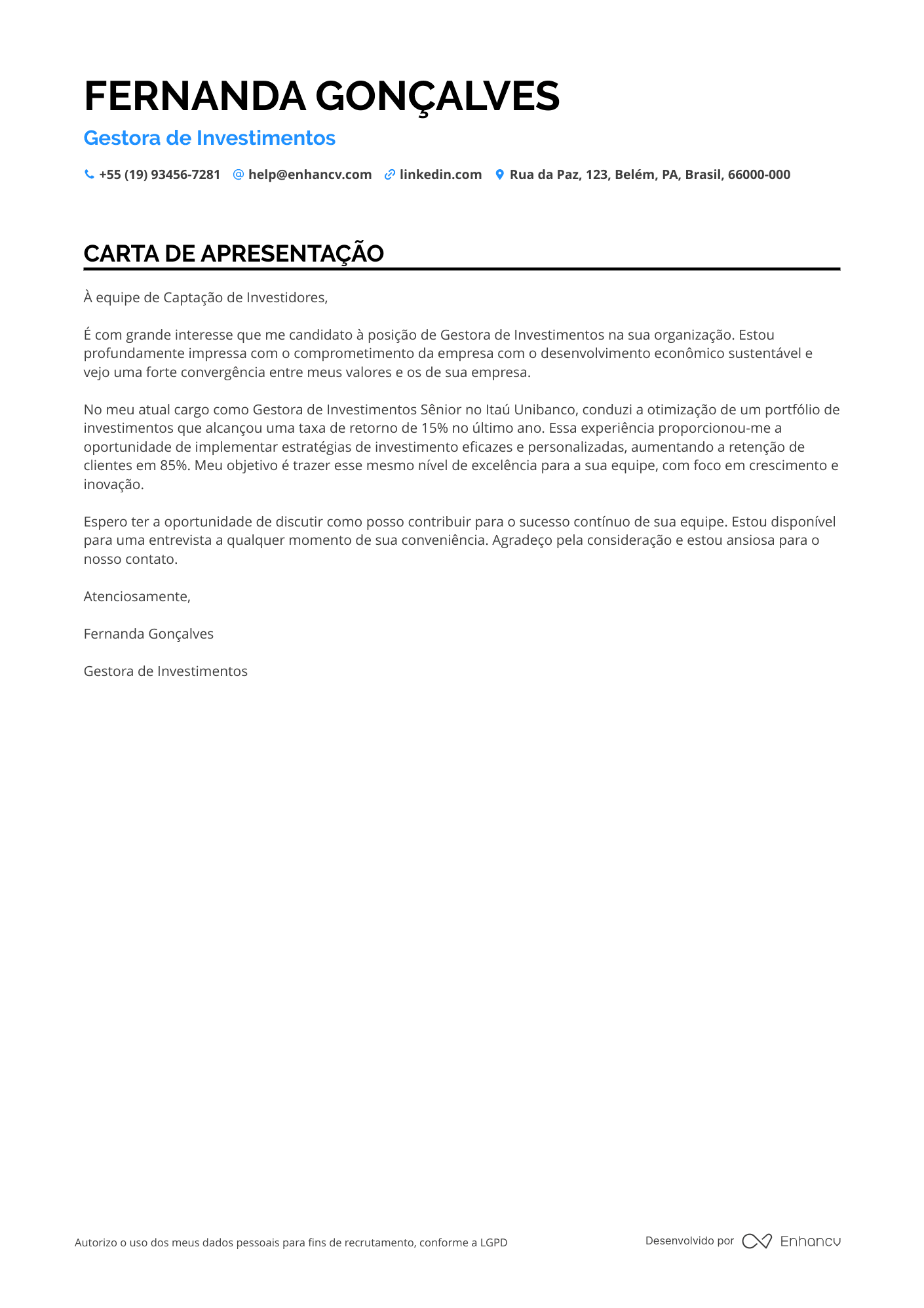 Gerente Financeiro de Investimentos