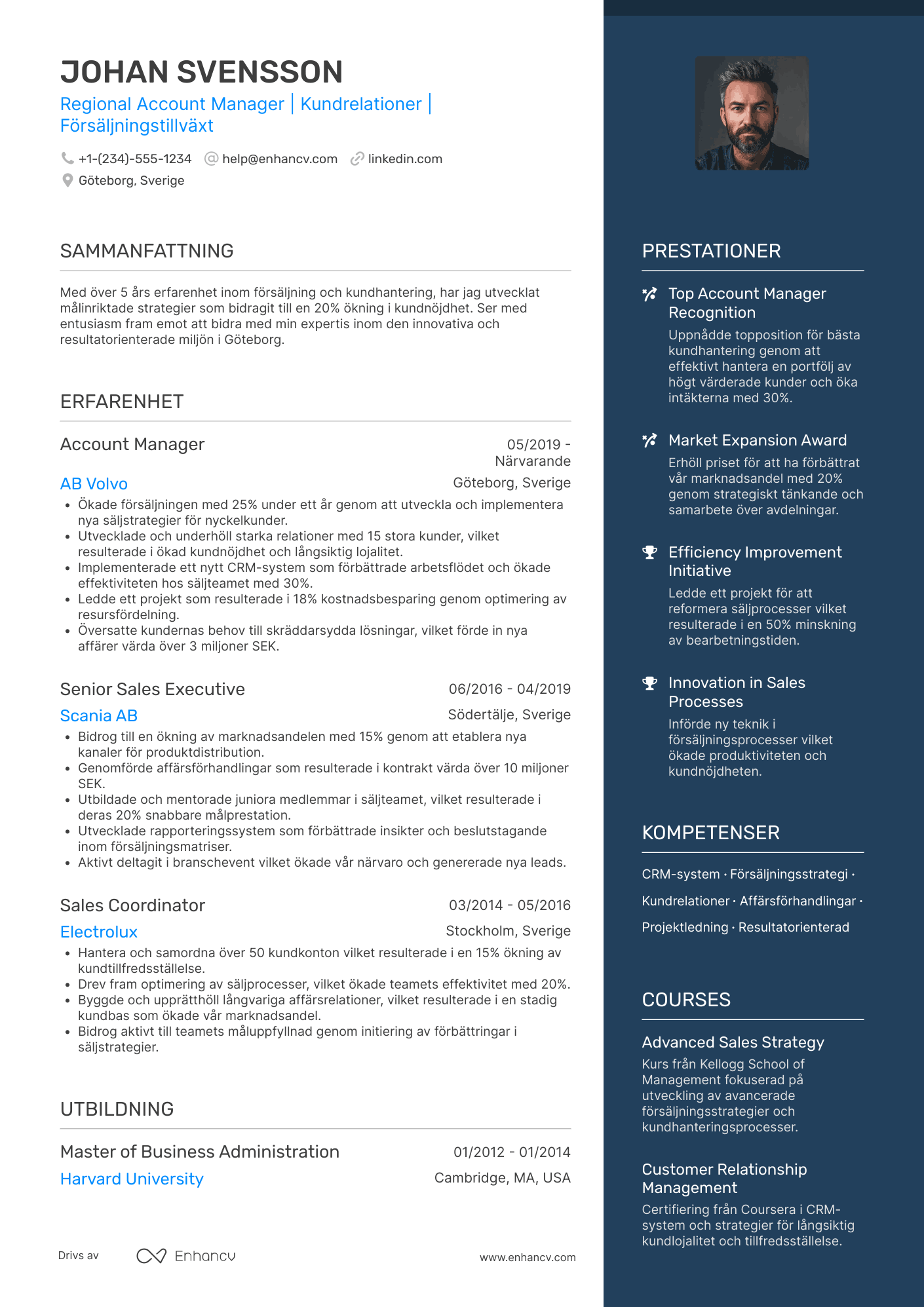 CV för Regional Account Manager