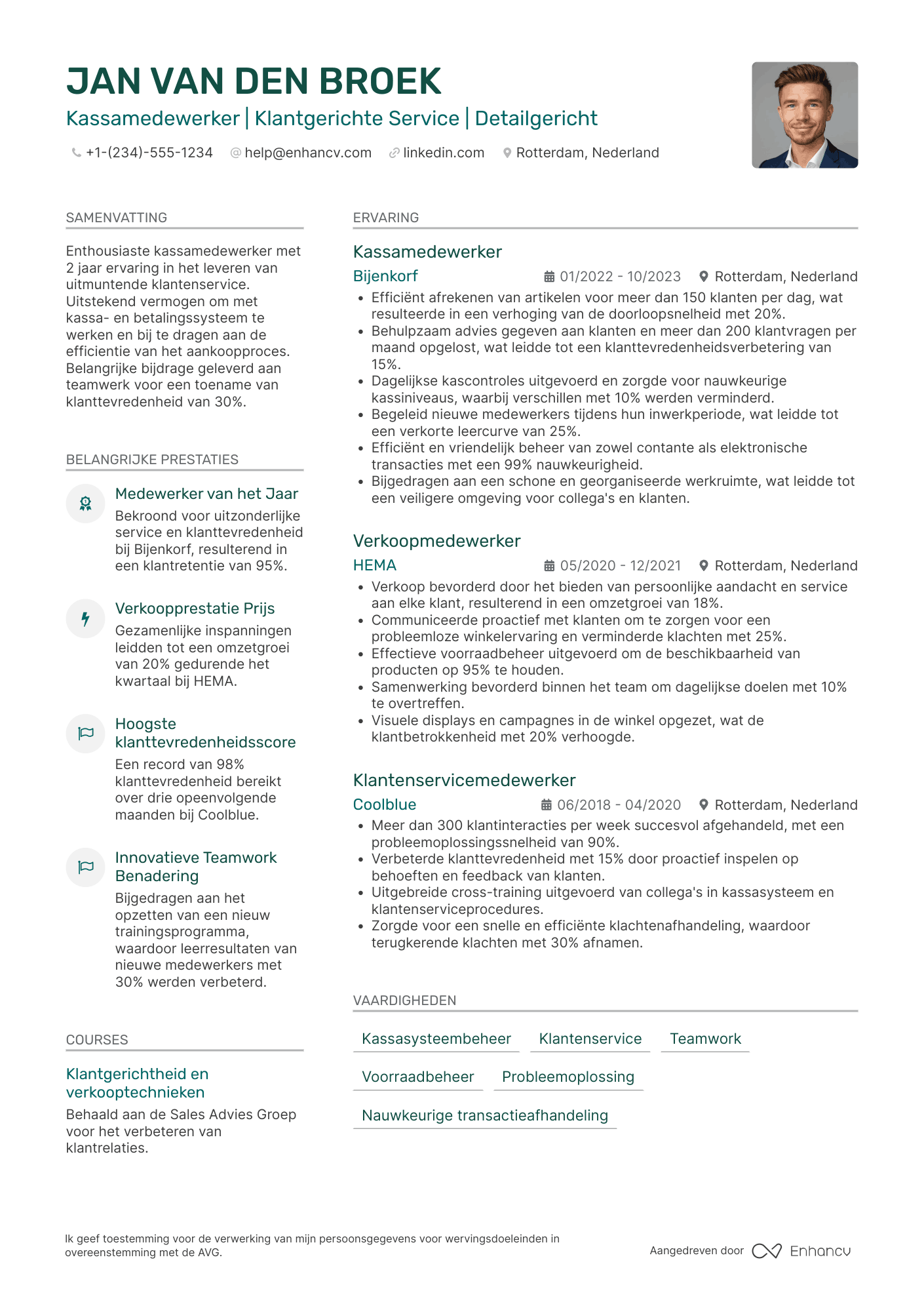 CV voor Kassamedewerker Warenhuis