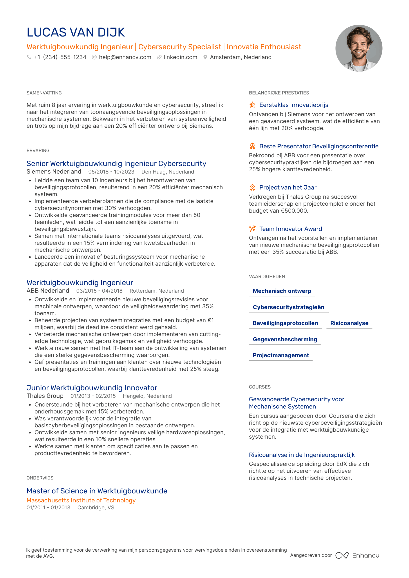 CV voor Werktuigbouwkundig Ingenieur Cybersecurity