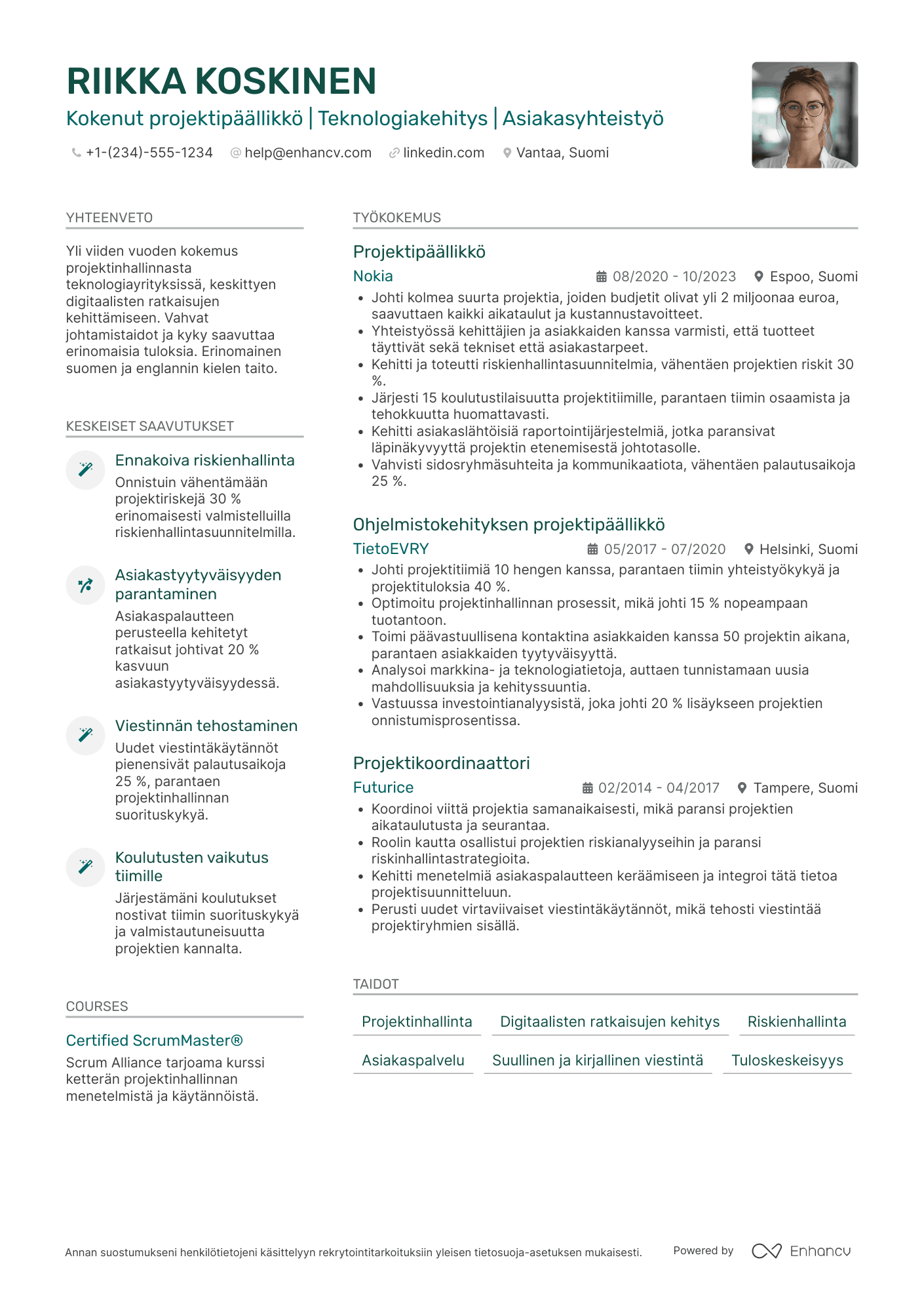 Projektipäällikkö CV