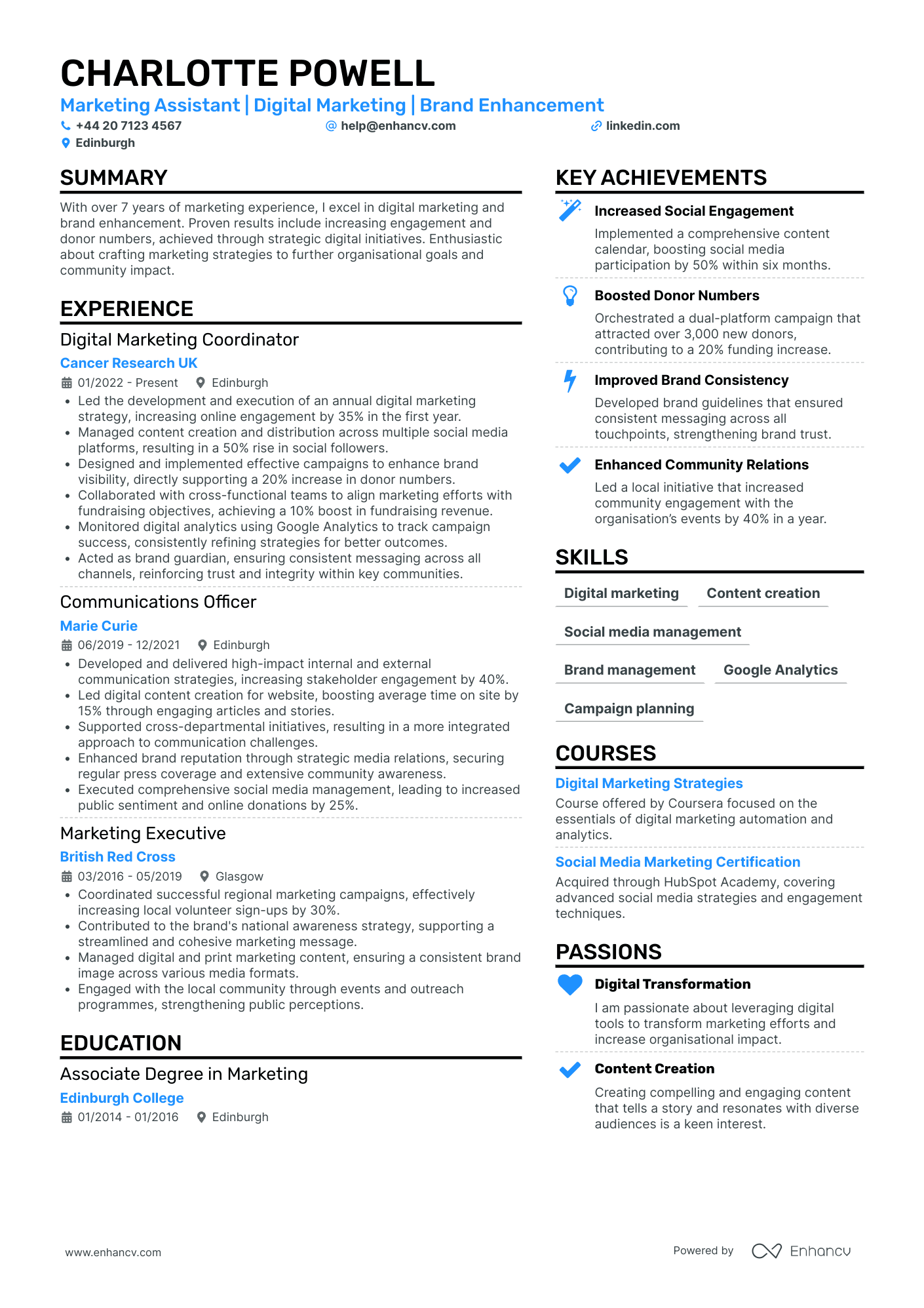 Entry Level Marketing Assistant CV Examples