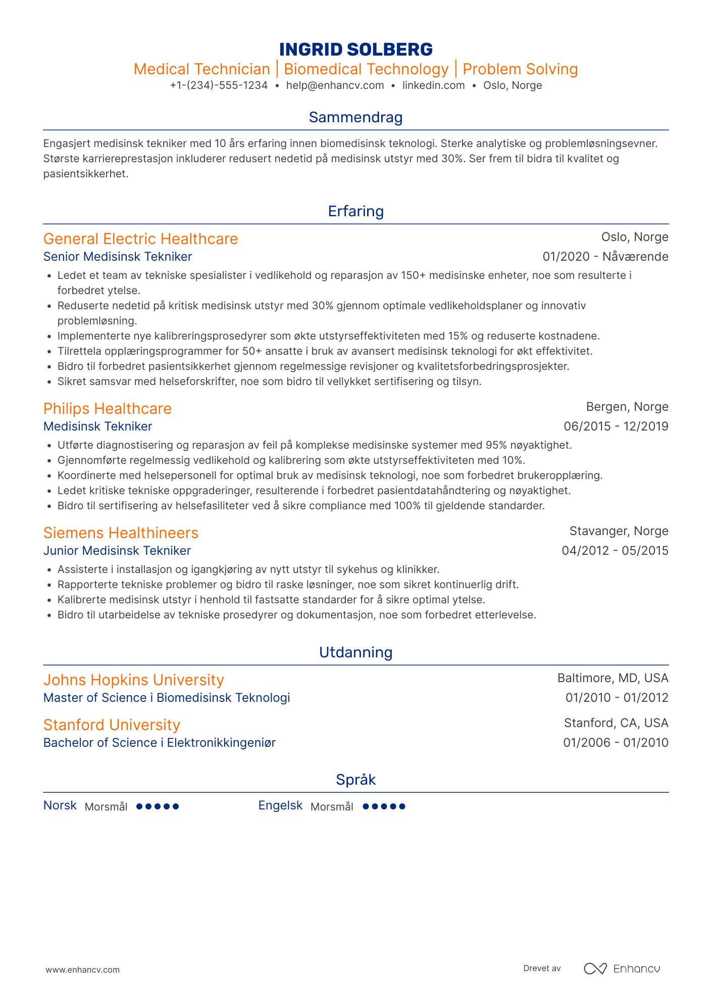 CV for Medisinsk tekniker