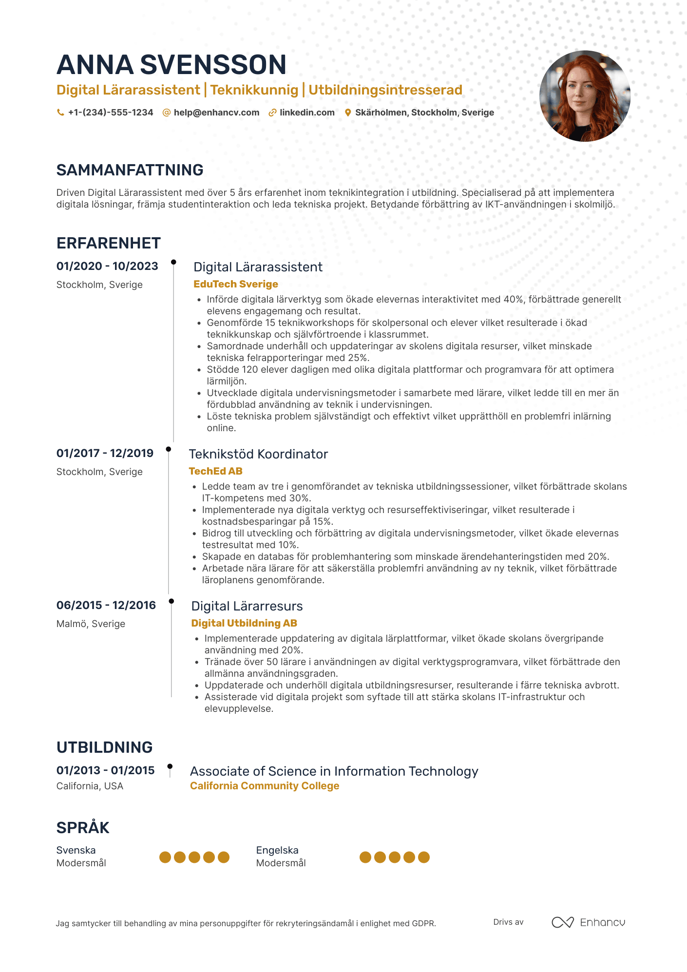 CV för Digital Lärarassistent