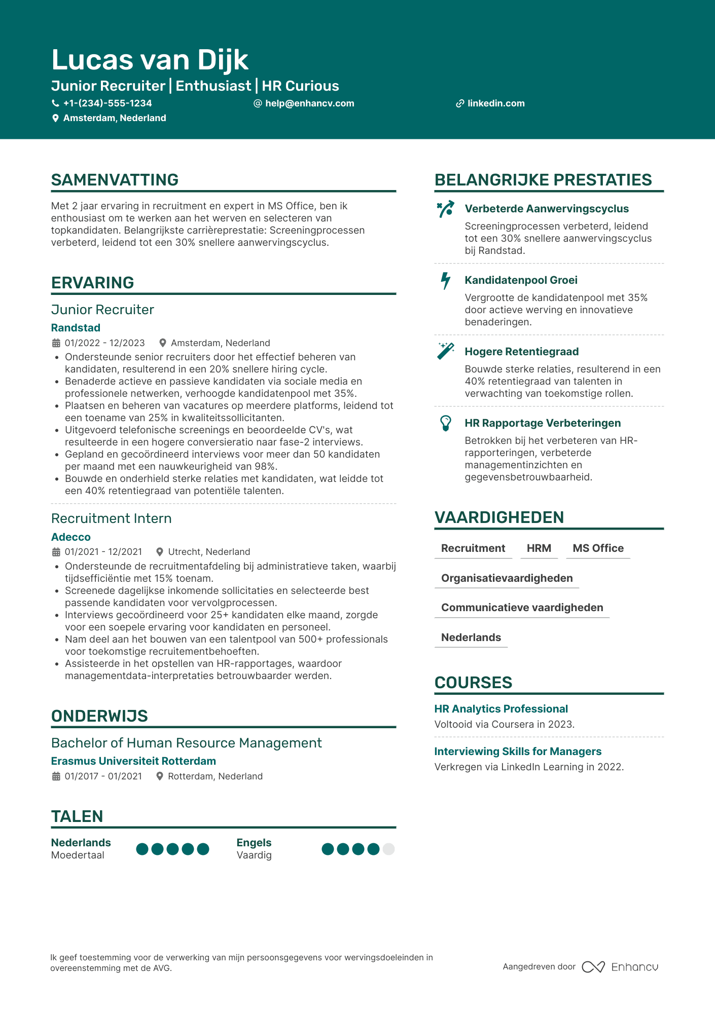CV voor Junior Recruiter