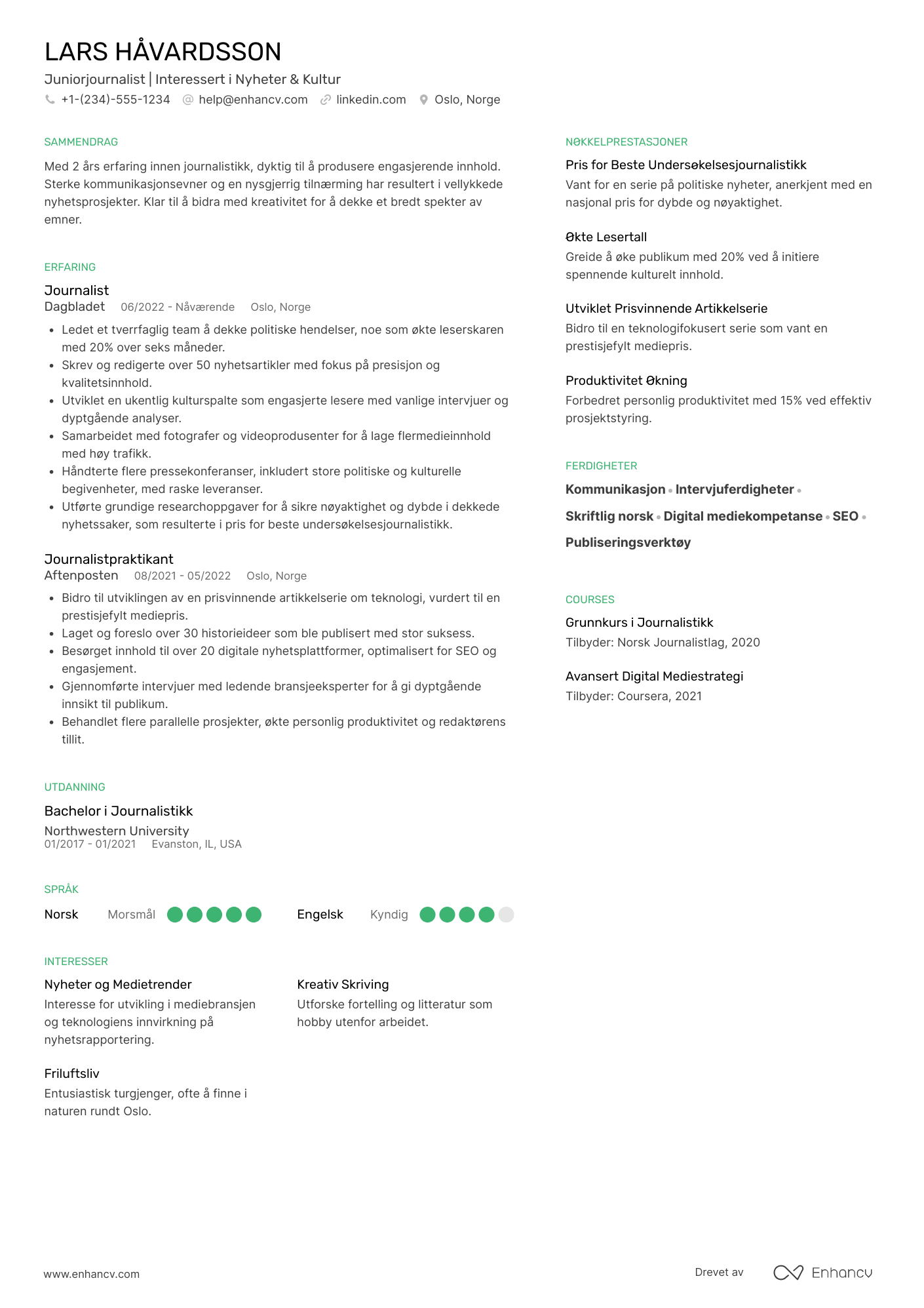 CV for Juniorjournalist